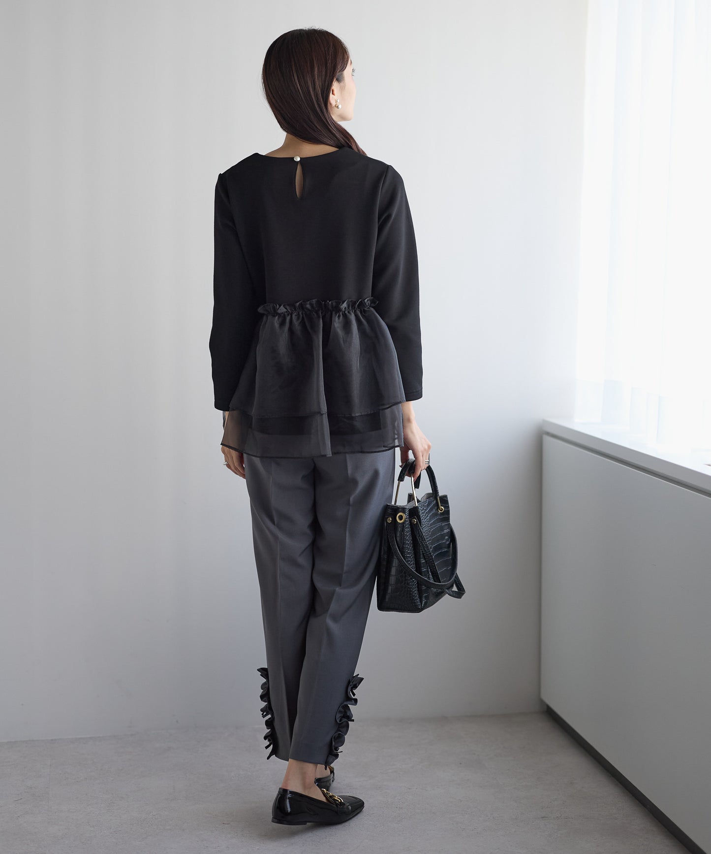 【11月9日(日)20時〜新発売】チュールペプラム裏起毛トップス(11月末頃発送）