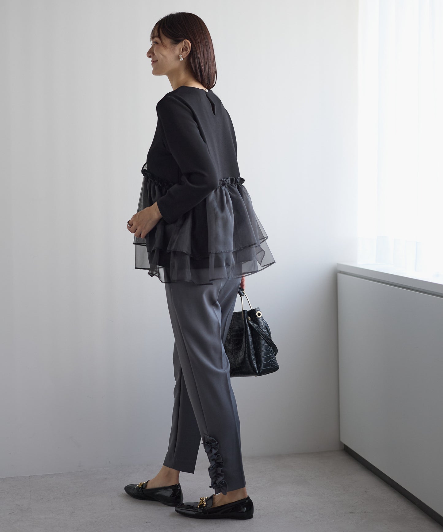 【11月9日(日)20時〜新発売】チュールペプラム裏起毛トップス(11月末頃発送）