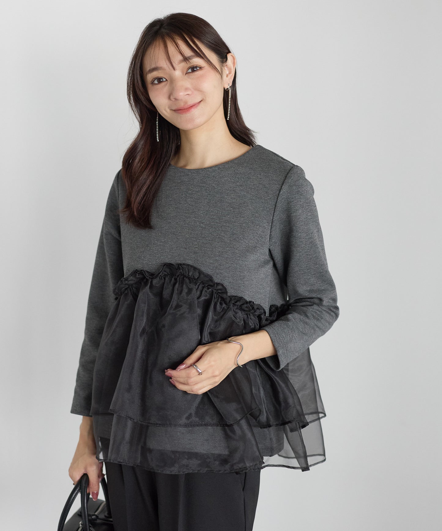 【11月9日(日)20時〜新発売】チュールペプラム裏起毛トップス(11月末頃発送）