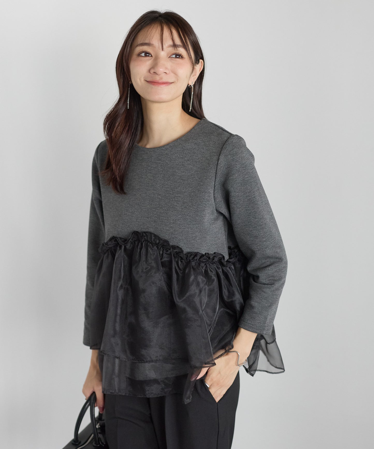 【11月9日(日)20時〜新発売】チュールペプラム裏起毛トップス(11月末頃発送）