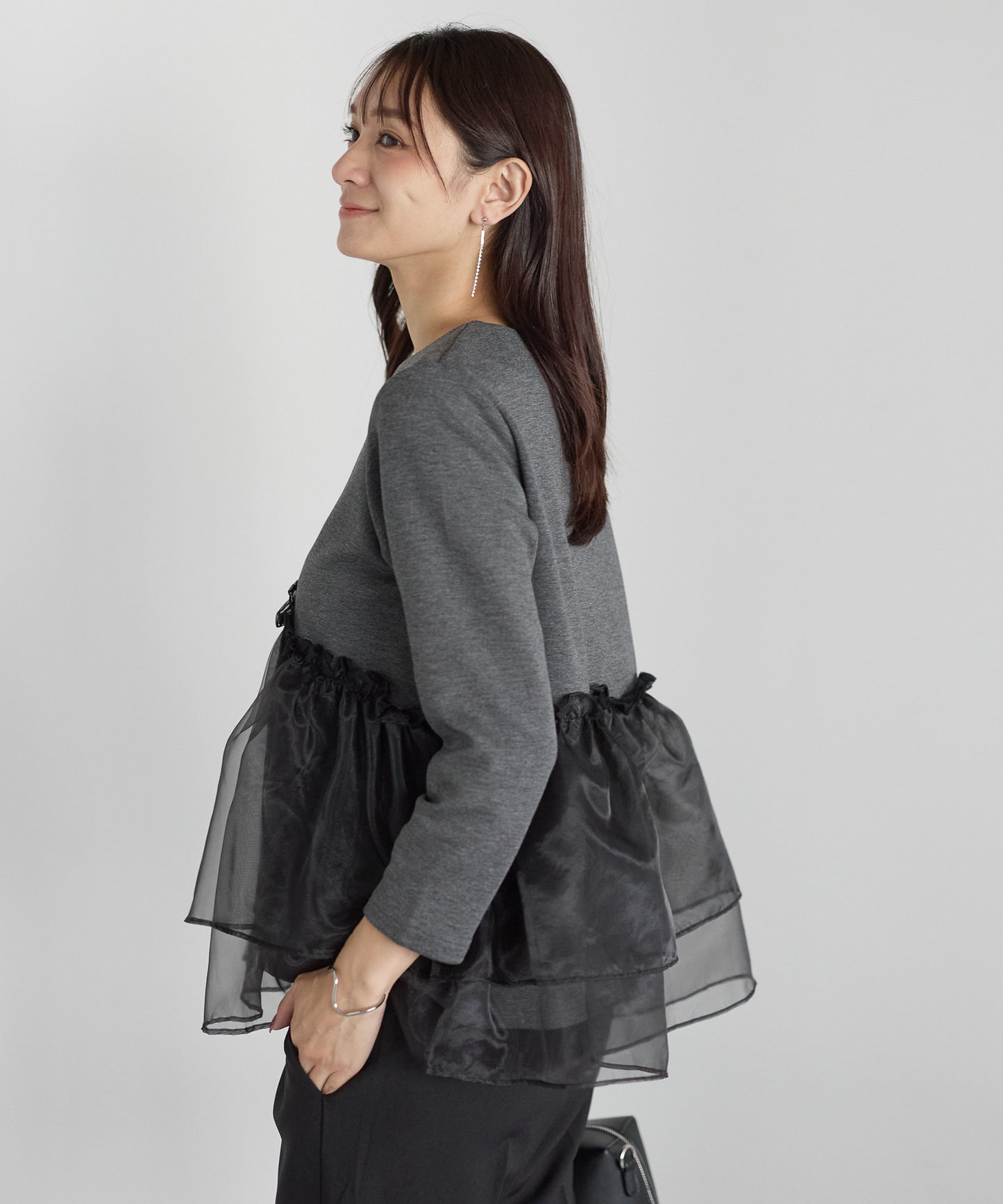 【11月9日(日)20時〜新発売】チュールペプラム裏起毛トップス(11月末頃発送）