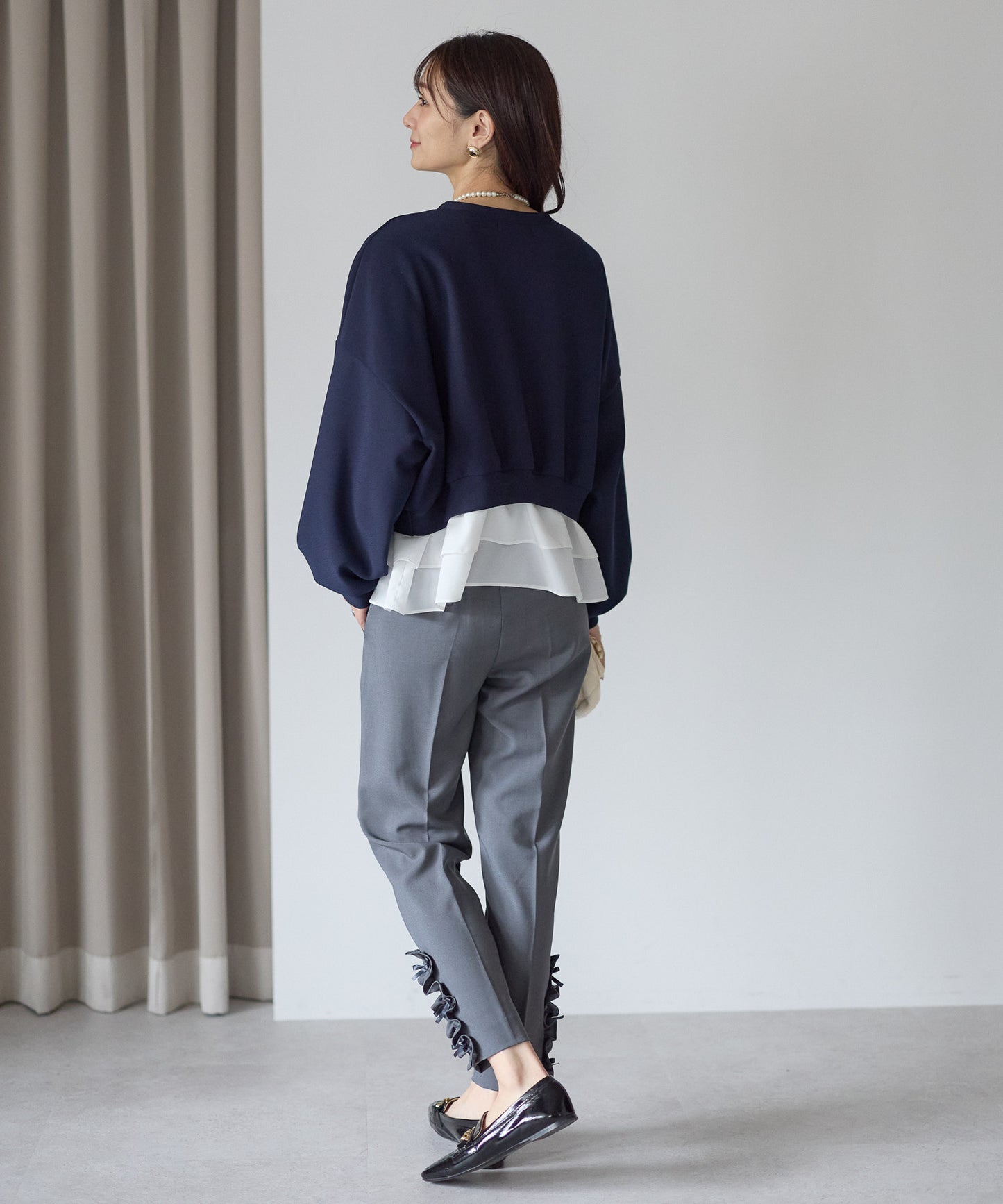 【12月5日(金)13時〜新発売】裏起毛フリルレイヤードトップス　