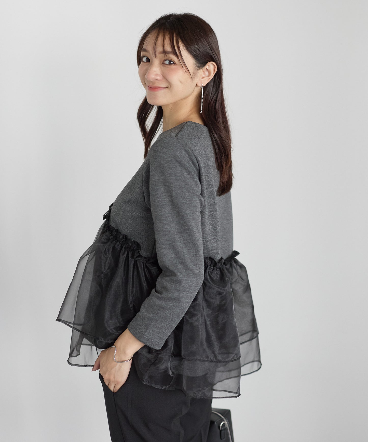 【11月9日(日)20時〜新発売】チュールペプラム裏起毛トップス(11月末頃発送）