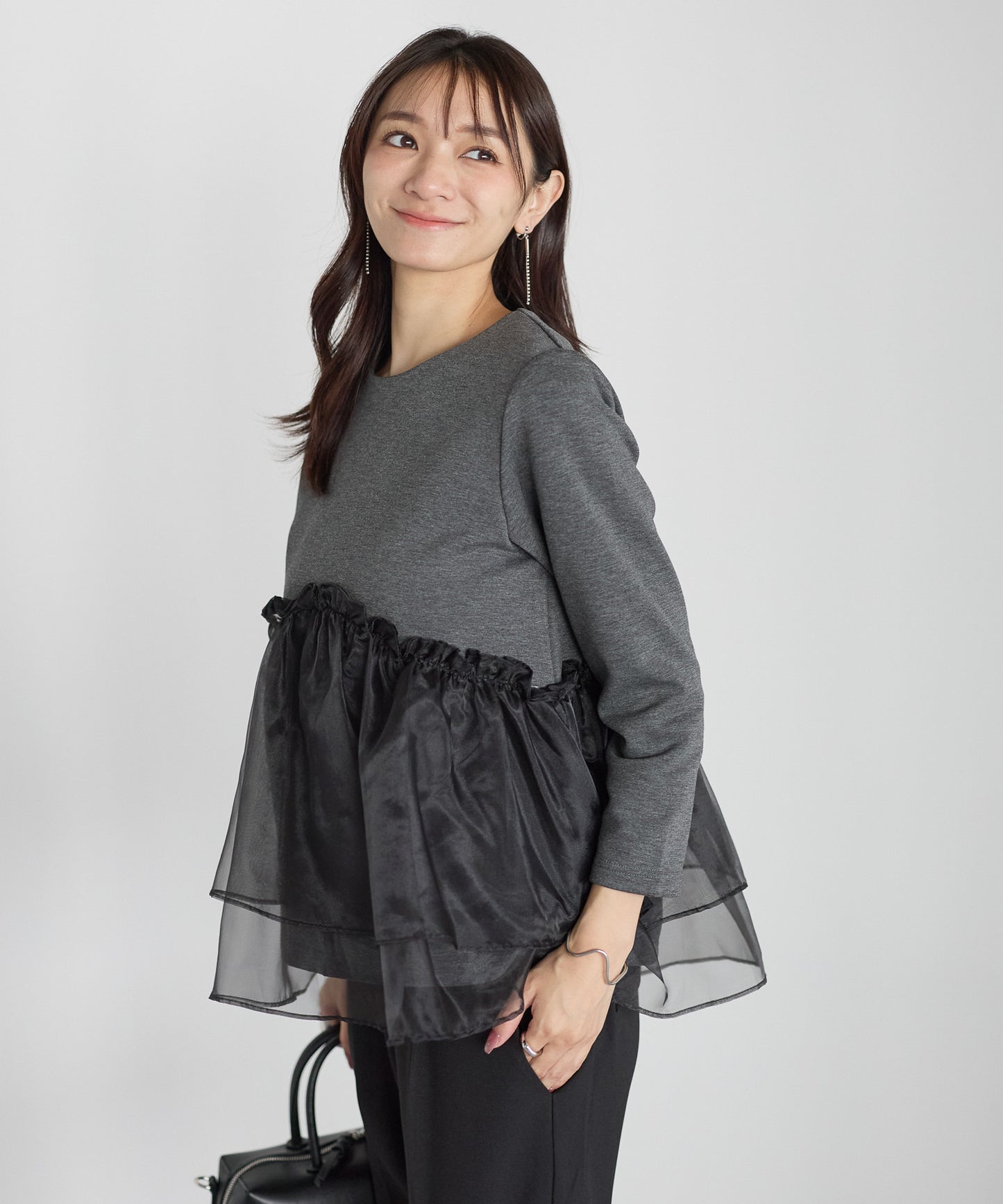 【11月9日(日)20時〜新発売】チュールペプラム裏起毛トップス(11月末頃発送）