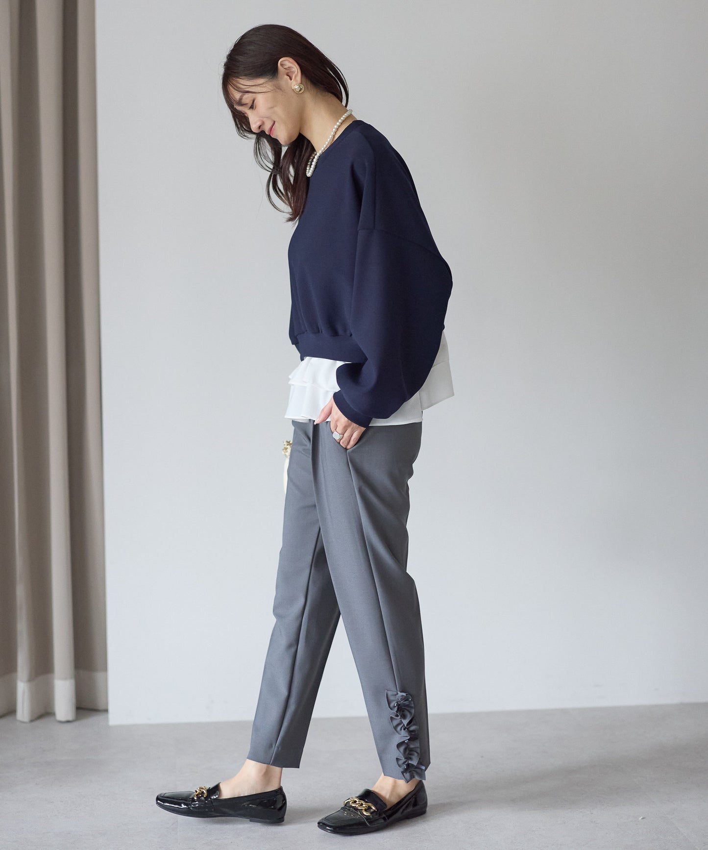 【12月5日(金)13時〜新発売】裏起毛フリルレイヤードトップス　