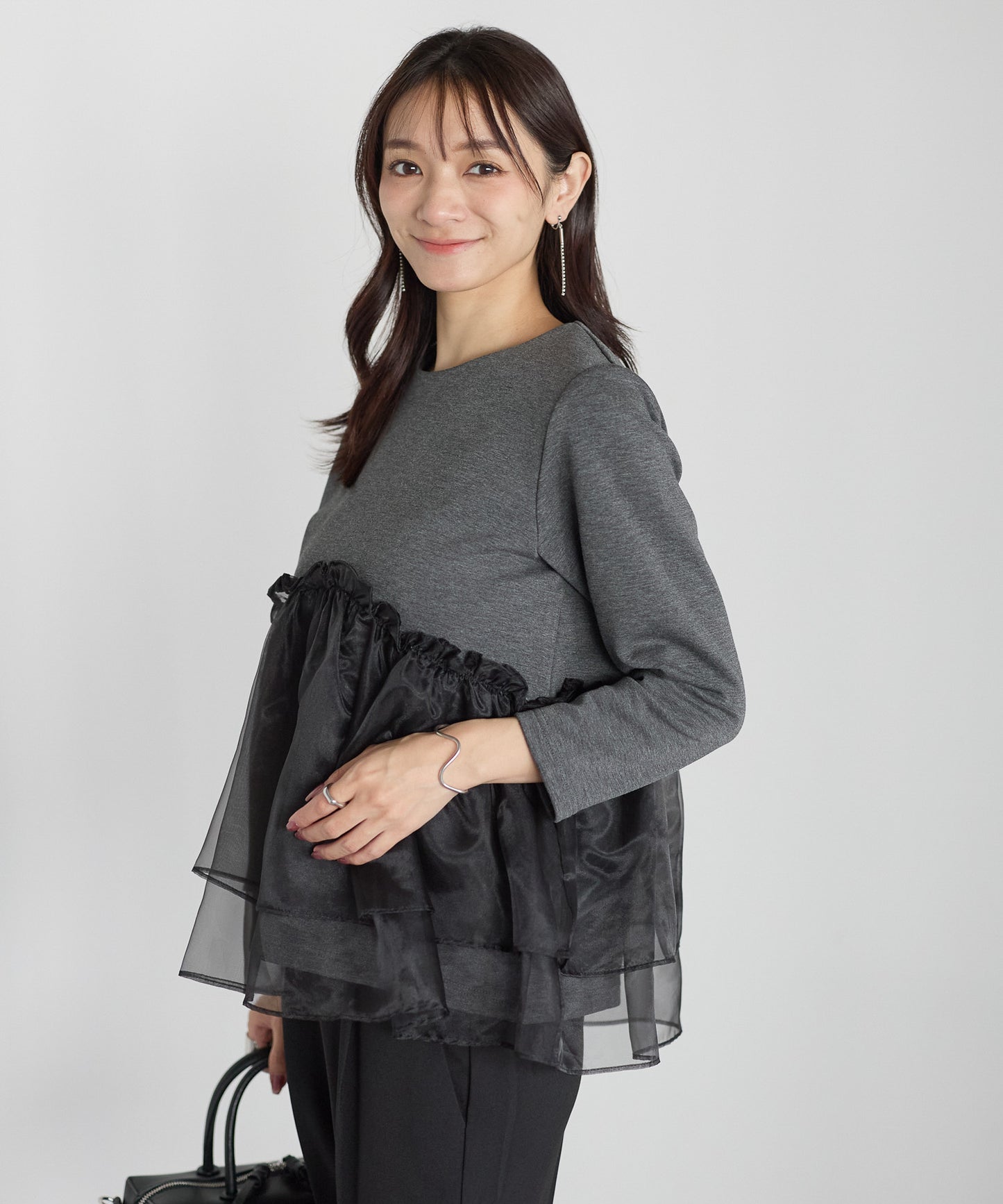 【11月9日(日)20時〜新発売】チュールペプラム裏起毛トップス(11月末頃発送）