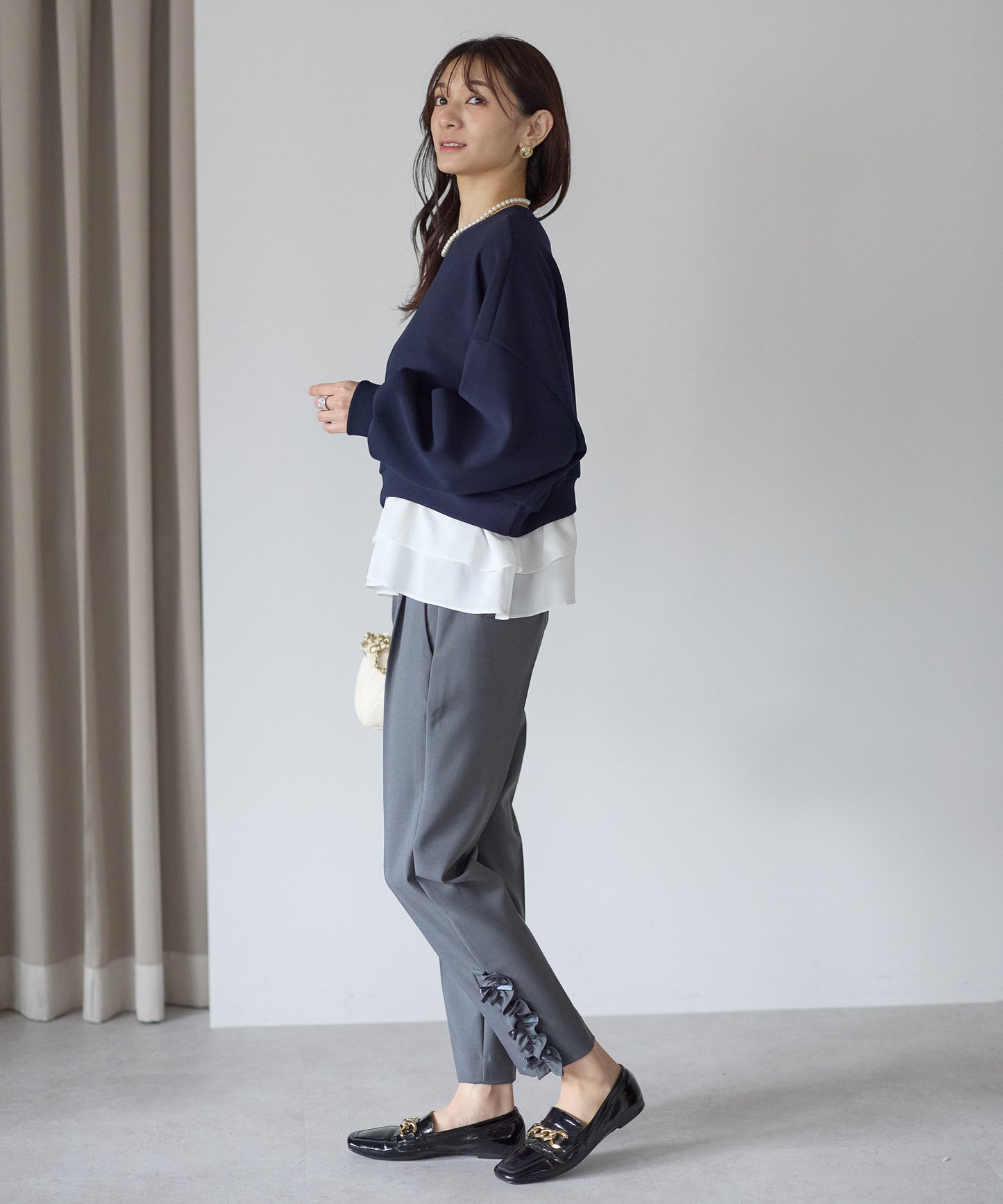 【12月5日(金)13時〜新発売】裏起毛フリルレイヤードトップス　