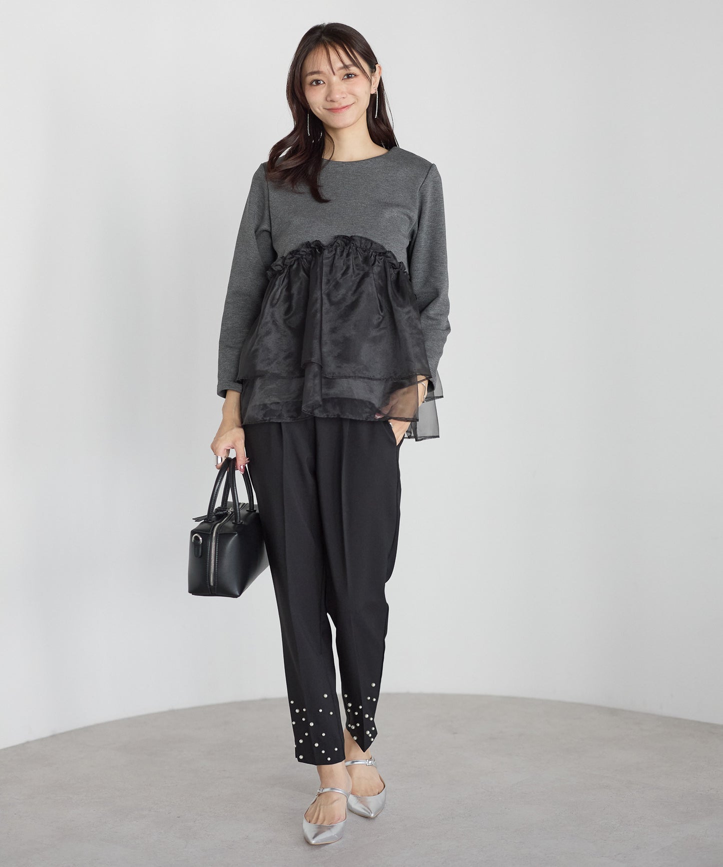 【11月9日(日)20時〜新発売】チュールペプラム裏起毛トップス(11月末頃発送）