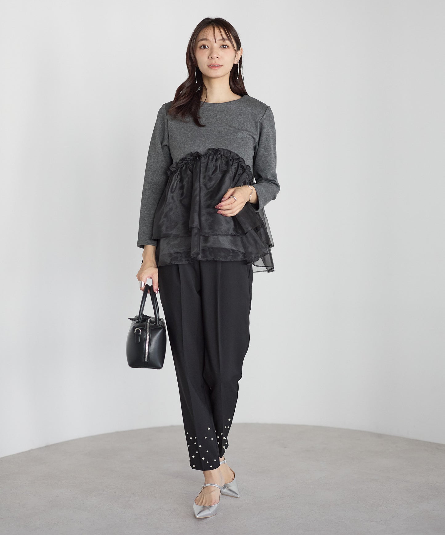 【11月9日(日)20時〜新発売】チュールペプラム裏起毛トップス(11月末頃発送）