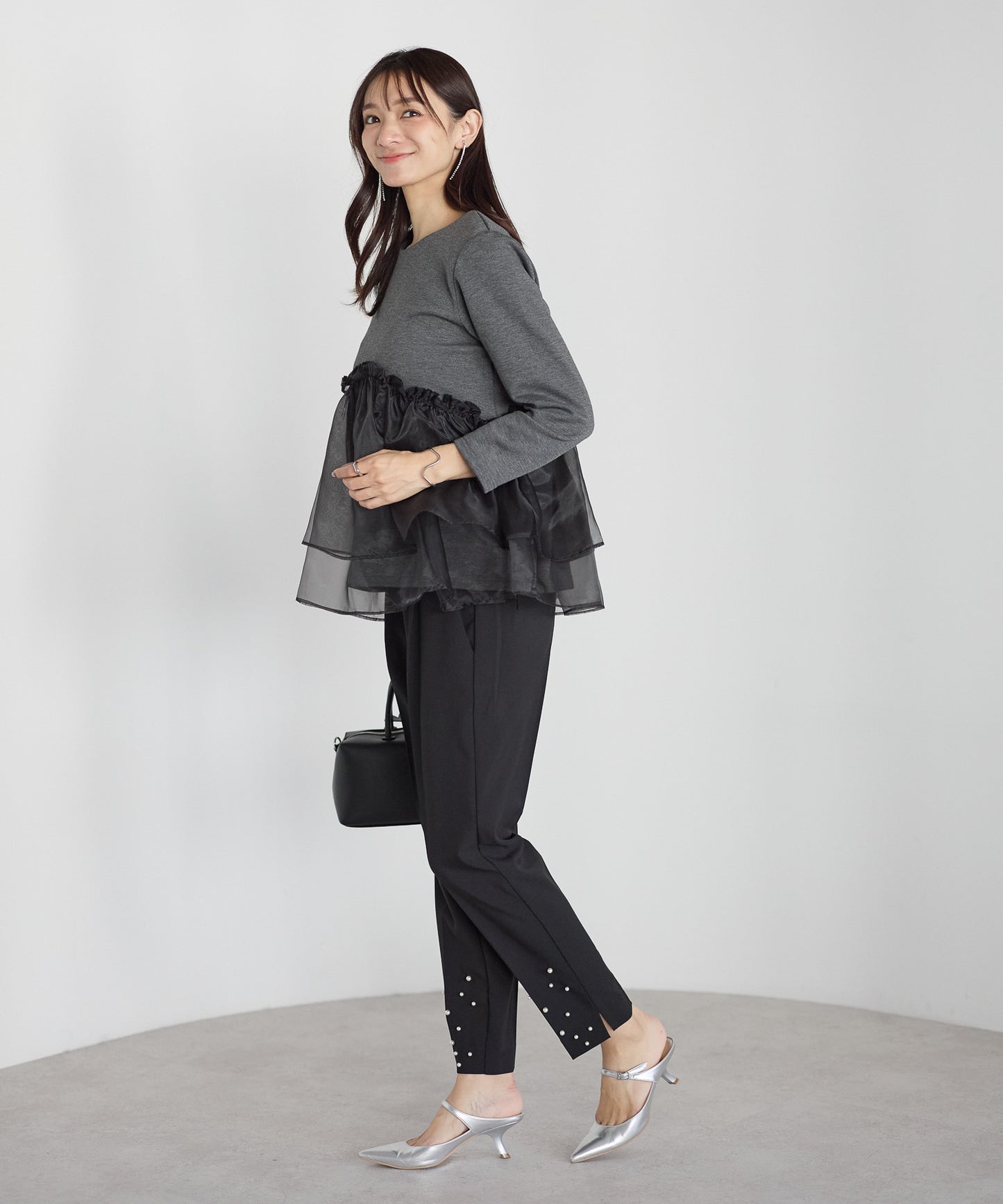 【11月9日(日)20時〜新発売】チュールペプラム裏起毛トップス(11月末頃発送）