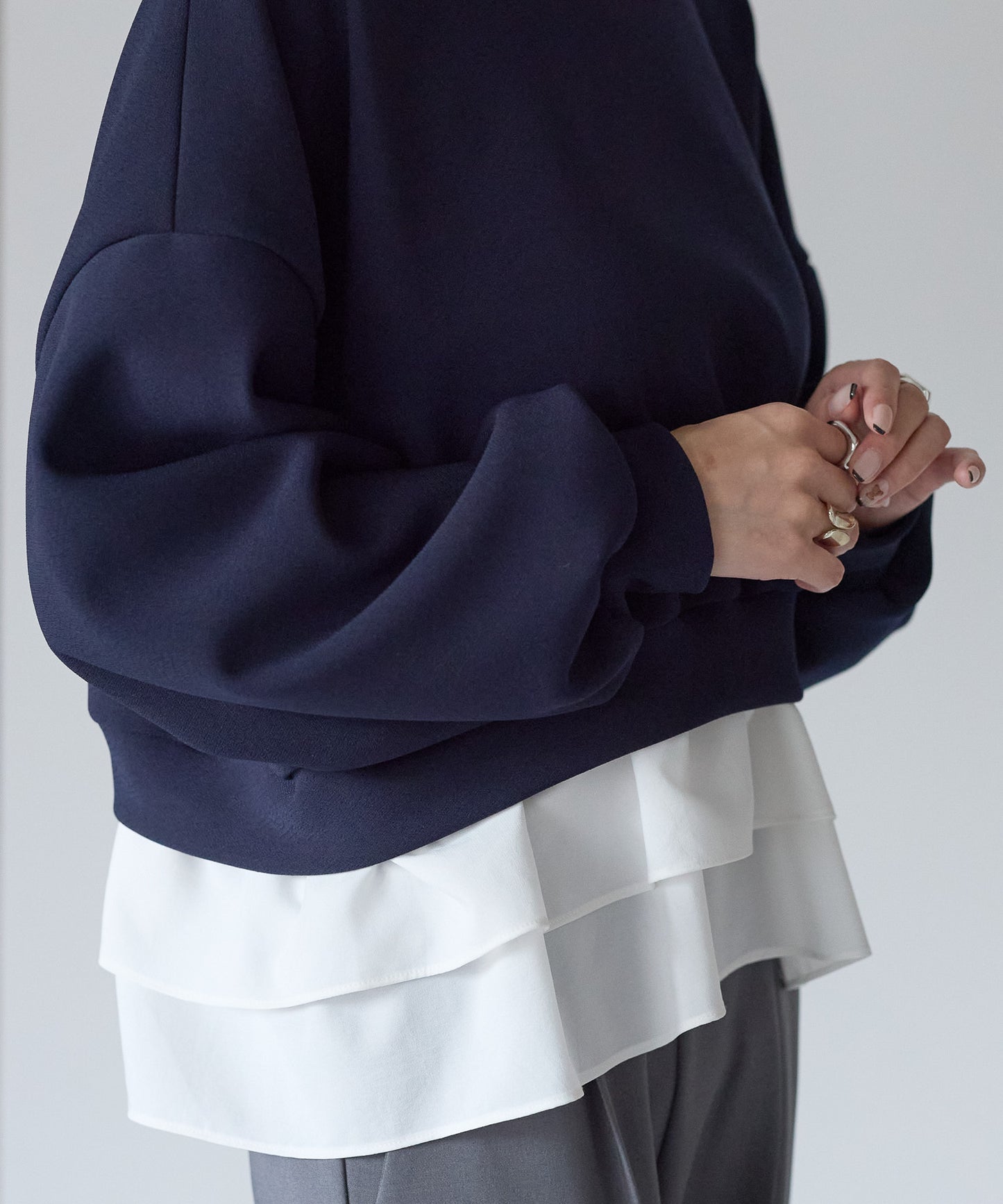 【12月5日(金)13時〜新発売】裏起毛フリルレイヤードトップス　