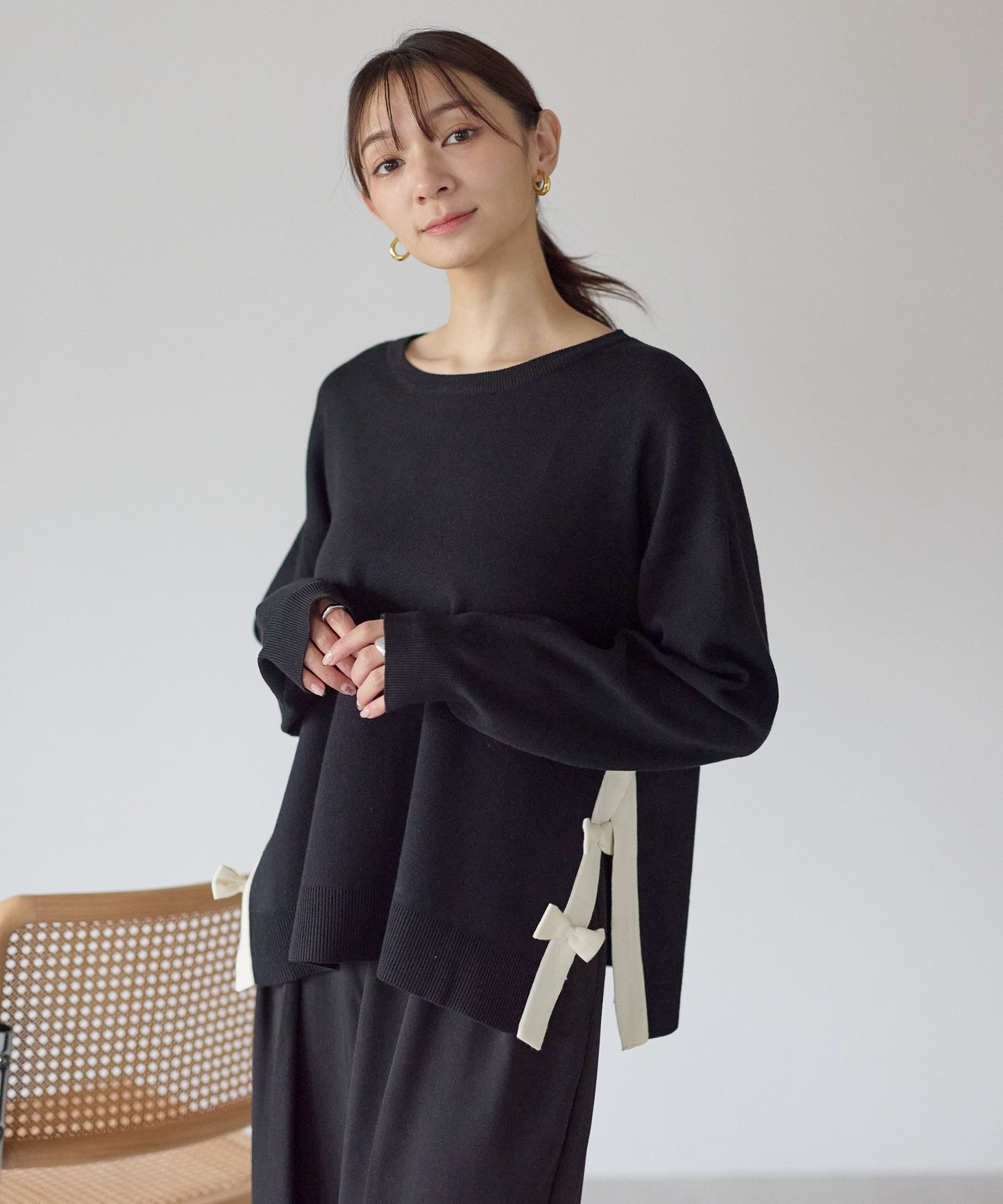 【11月28日(金)13時〜新発売】サイドリボンニット