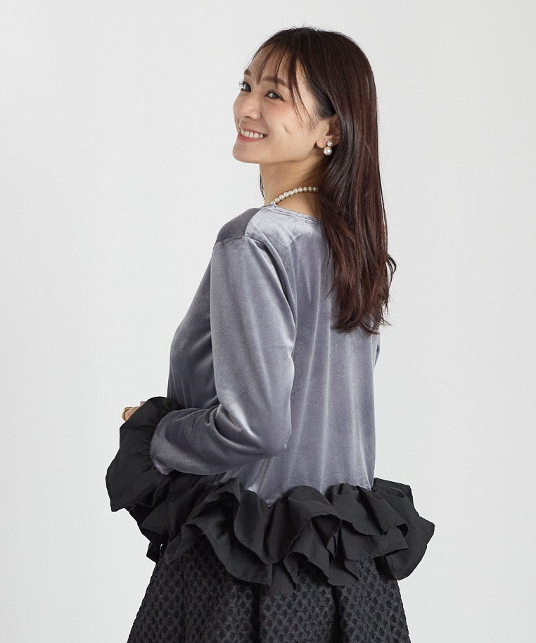 ラッフルヘムベロアトップス　　　