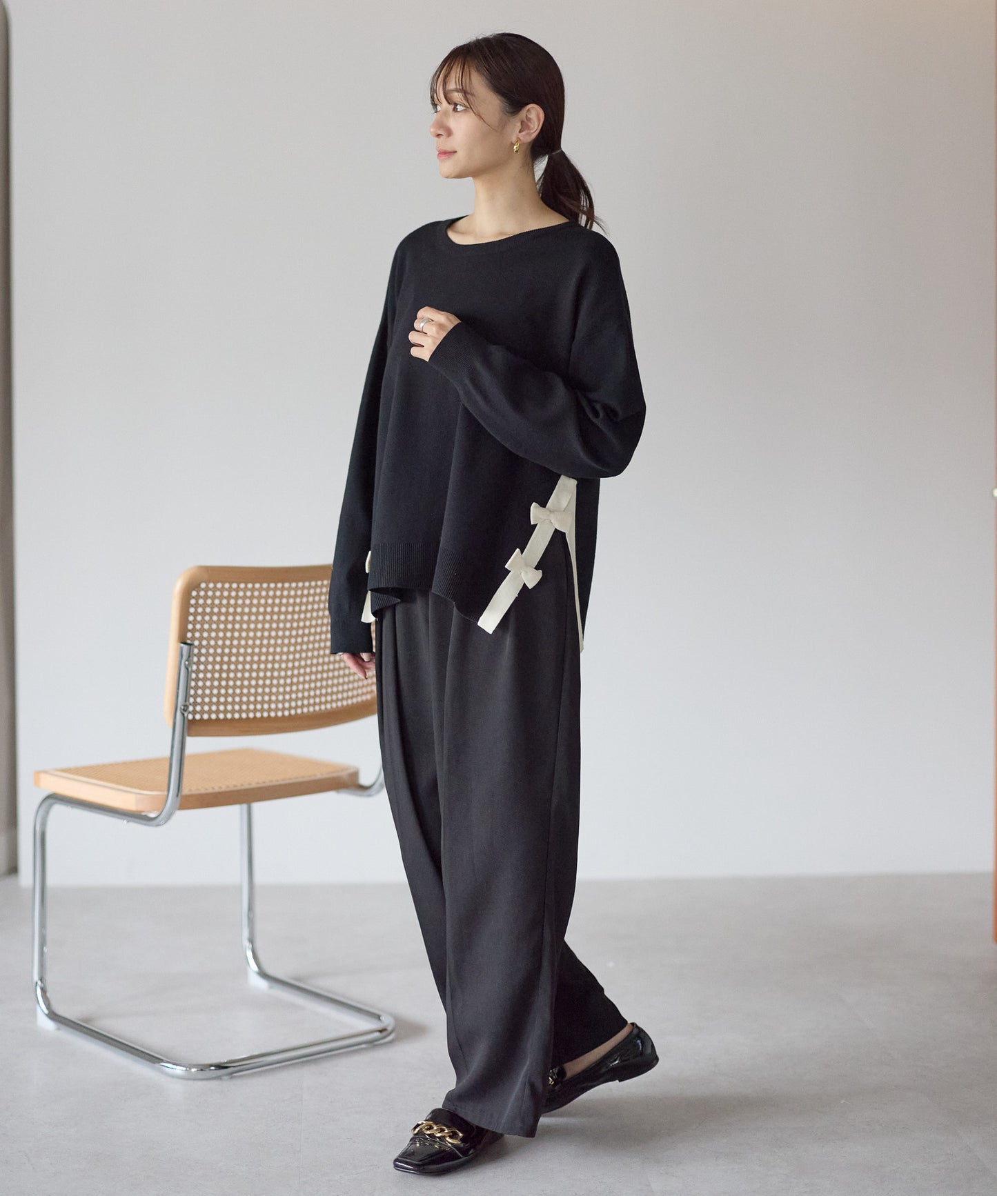 【11月28日(金)13時〜新発売】サイドリボンニット