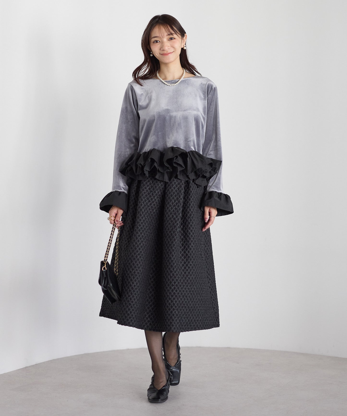 ラッフルヘムベロアトップス　　　