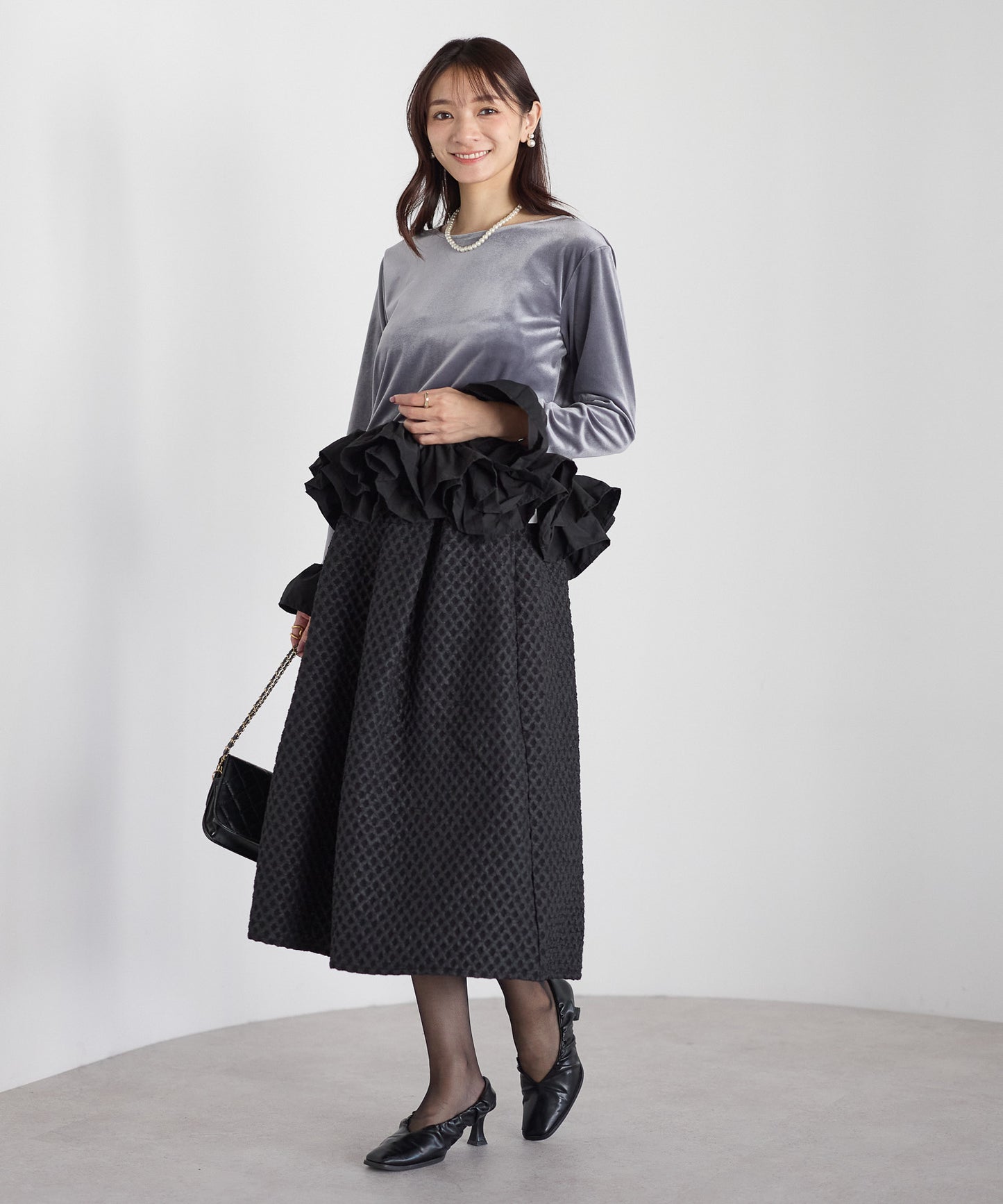 ラッフルヘムベロアトップス　　　