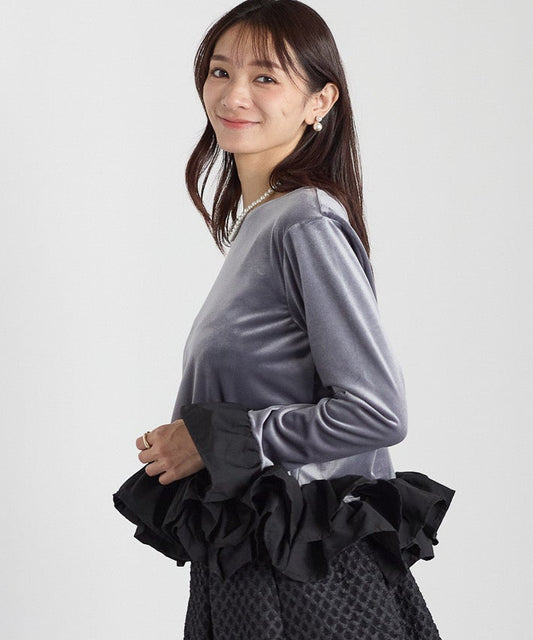 ラッフルヘムベロアトップス　　　