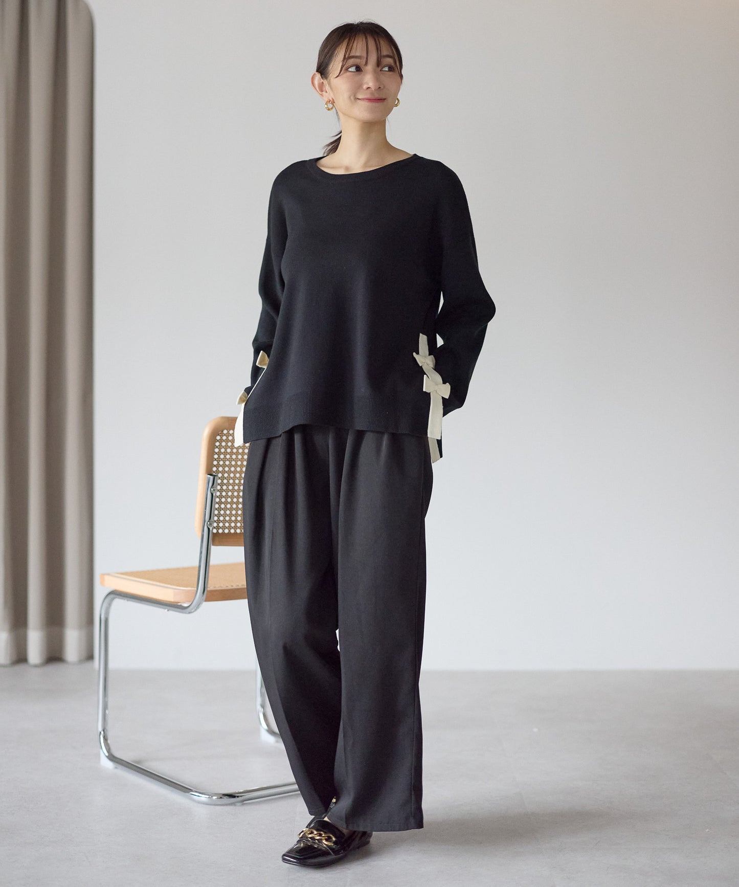 【11月28日(金)13時〜新発売】サイドリボンニット