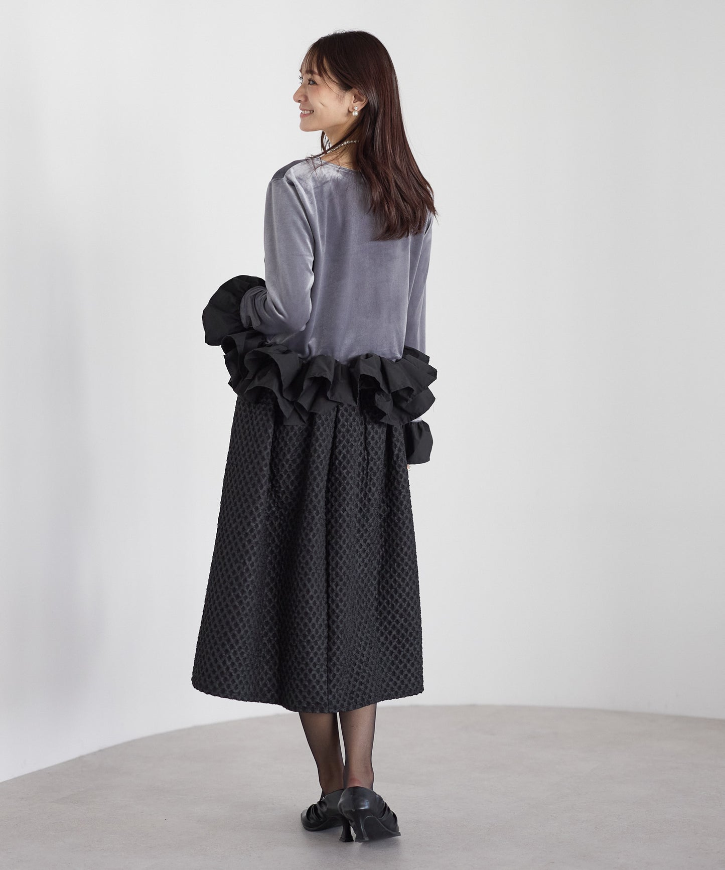 ラッフルヘムベロアトップス　　　