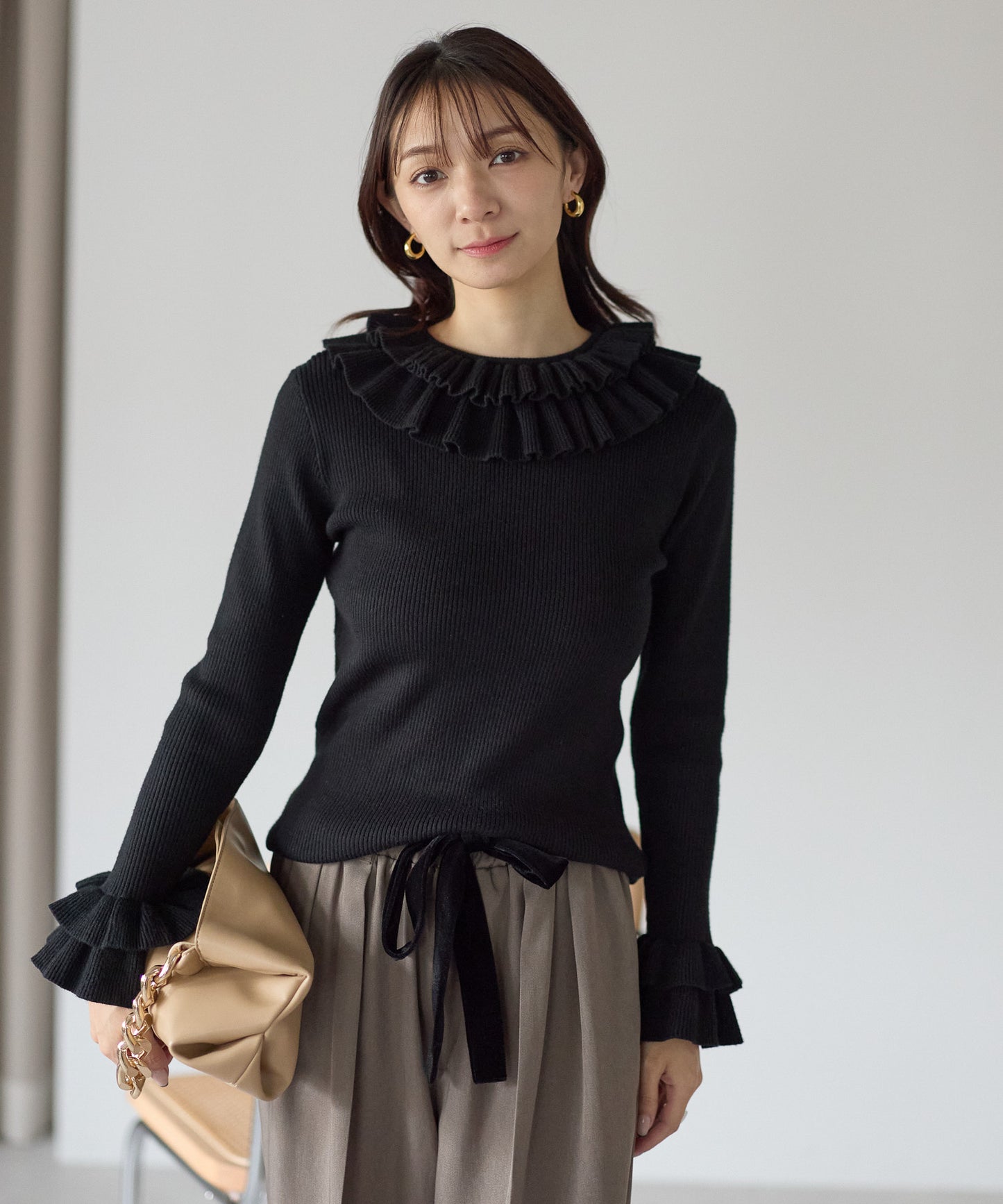 【11月28日(金)13時〜新発売】ダブルフリルリブニット