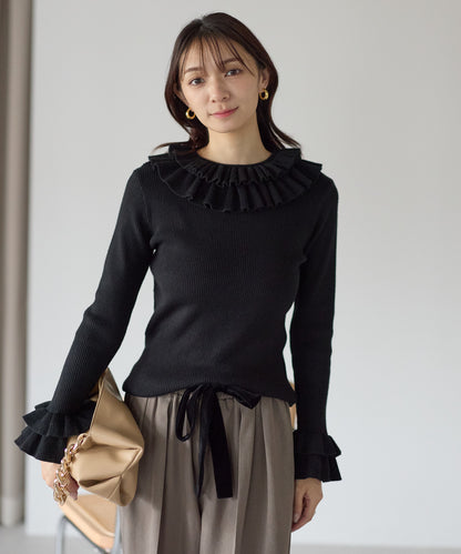 【11月28日(金)13時〜新発売】ダブルフリルリブニット
