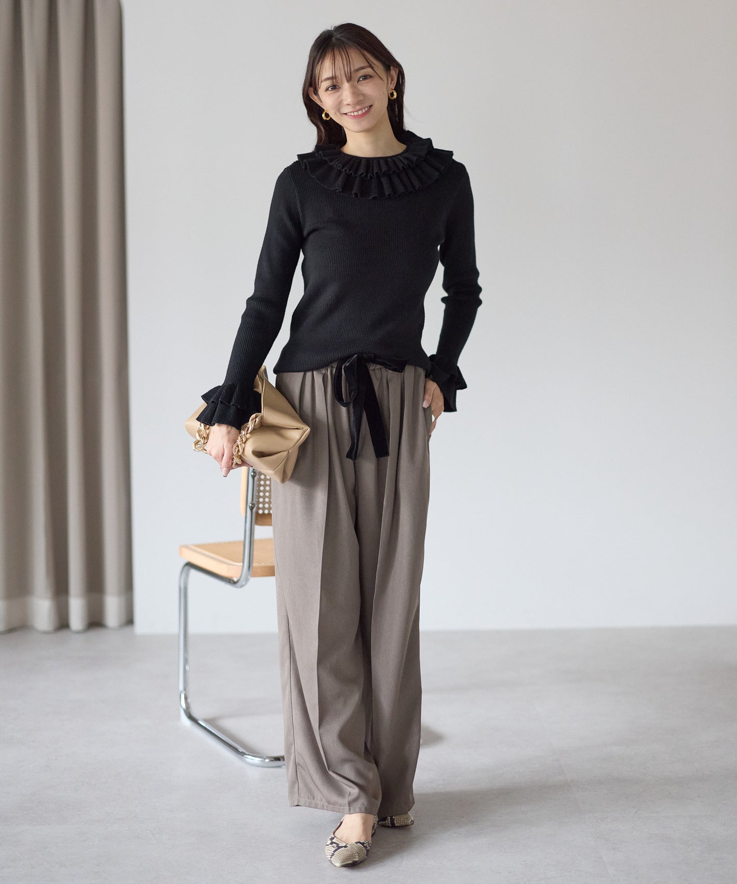 【11月28日(金)13時〜新発売】ダブルフリルリブニット