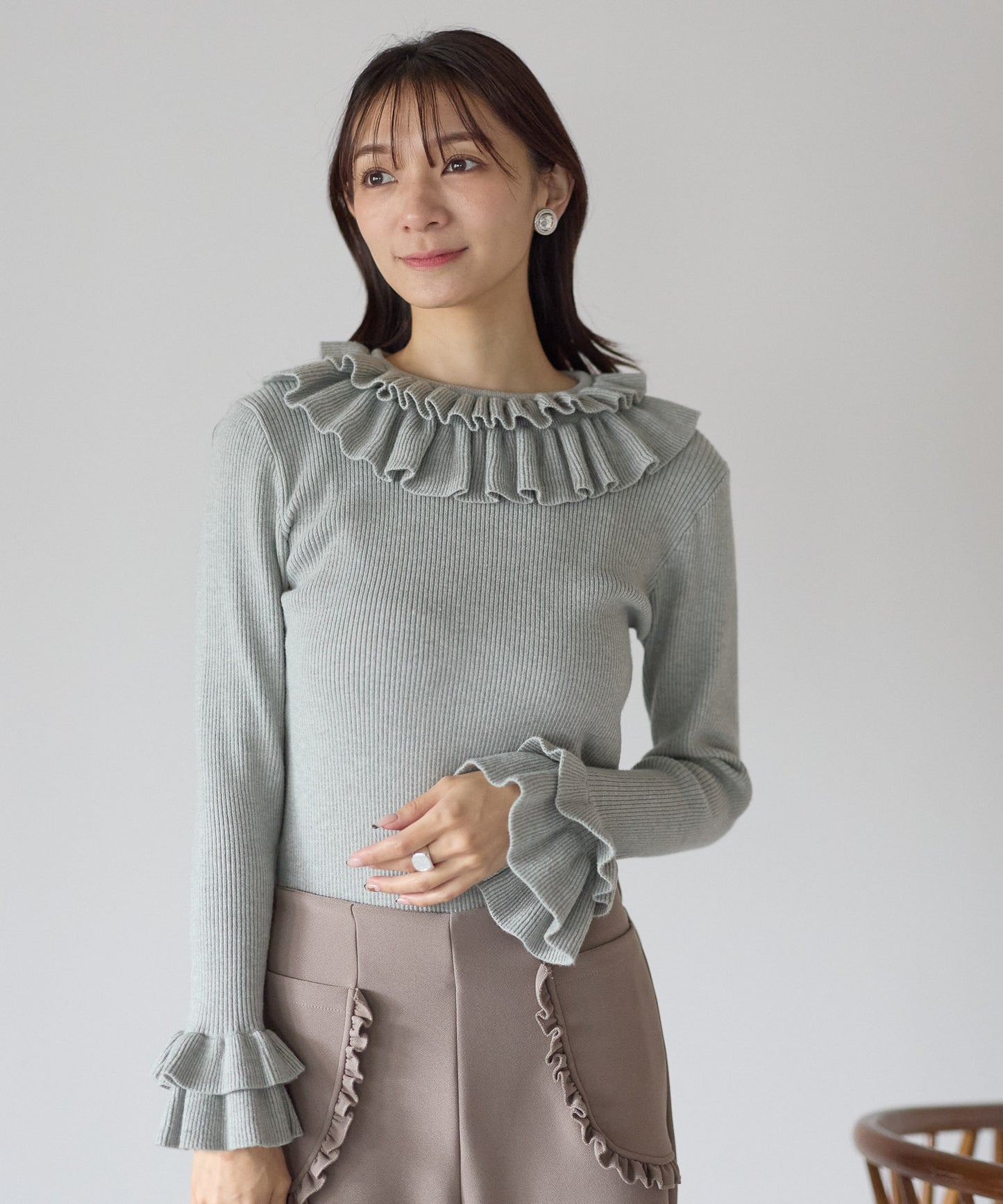 【11月28日(金)13時〜新発売】ダブルフリルリブニット