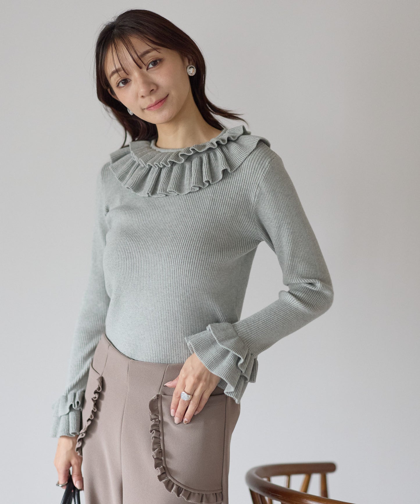 【11月28日(金)13時〜新発売】ダブルフリルリブニット