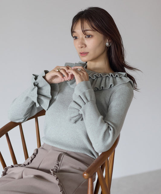 【11月28日(金)13時〜新発売】ダブルフリルリブニット