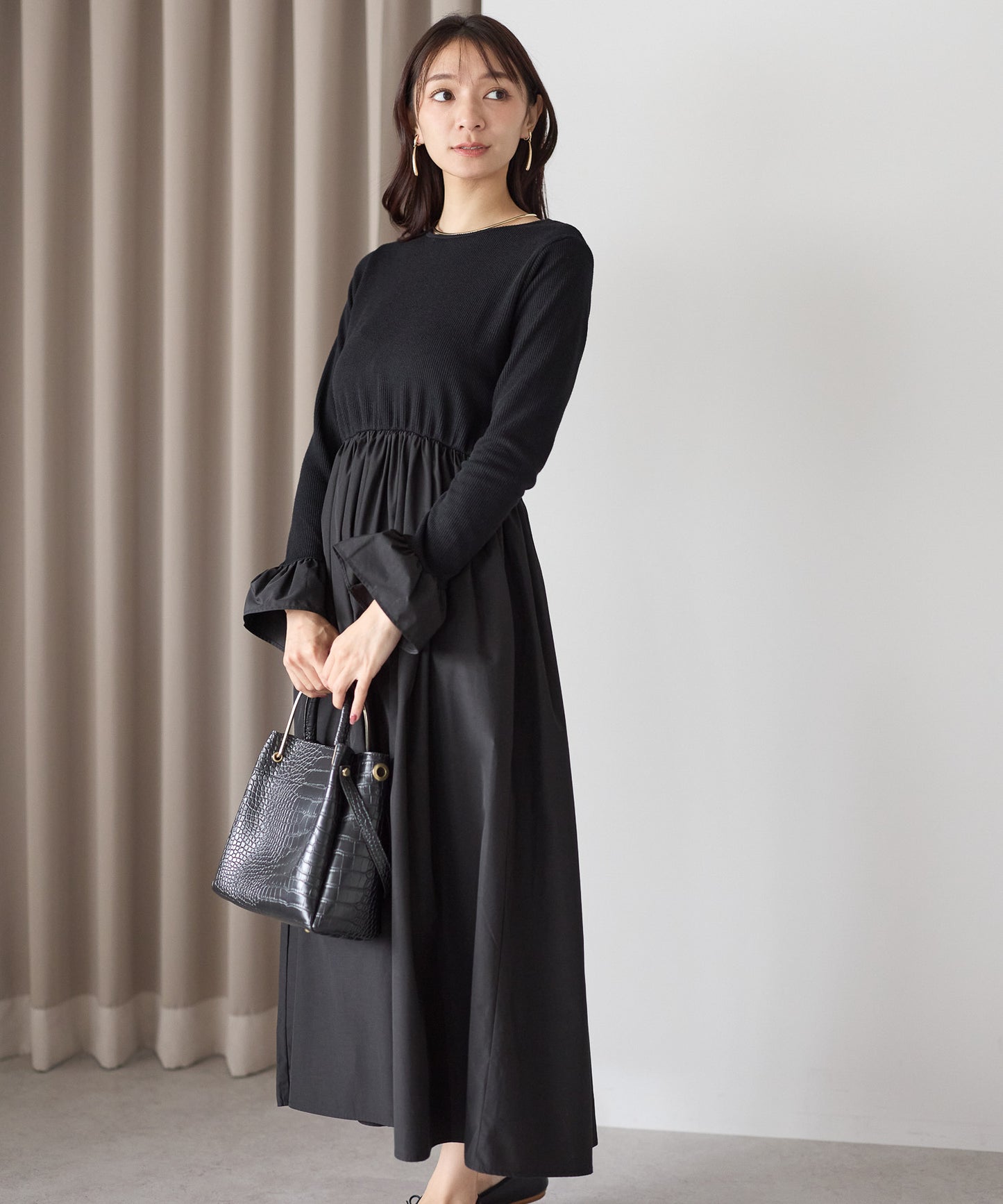 【11月9日(日)20時〜新発売】タフタフレアスリーブワンピース