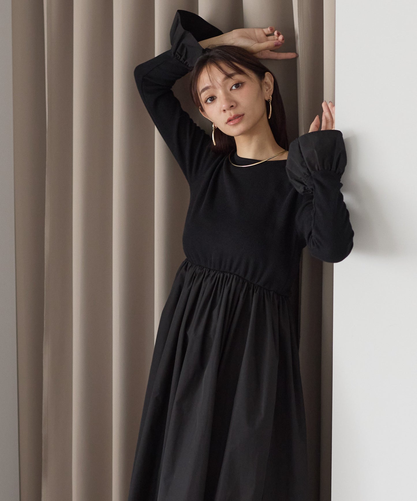 【11月9日(日)20時〜新発売】タフタフレアスリーブワンピース