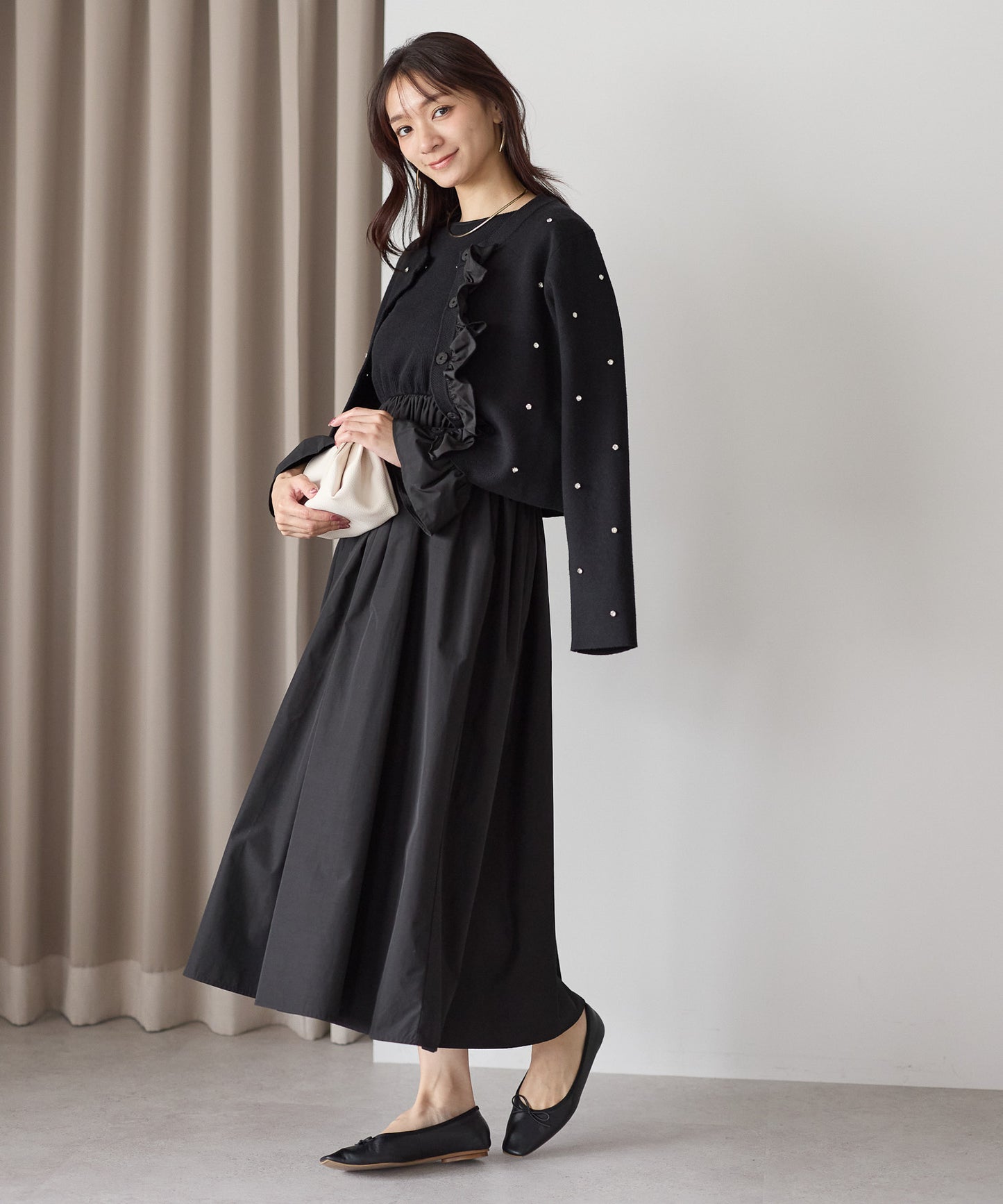 【11月9日(日)20時〜新発売】タフタフレアスリーブワンピース