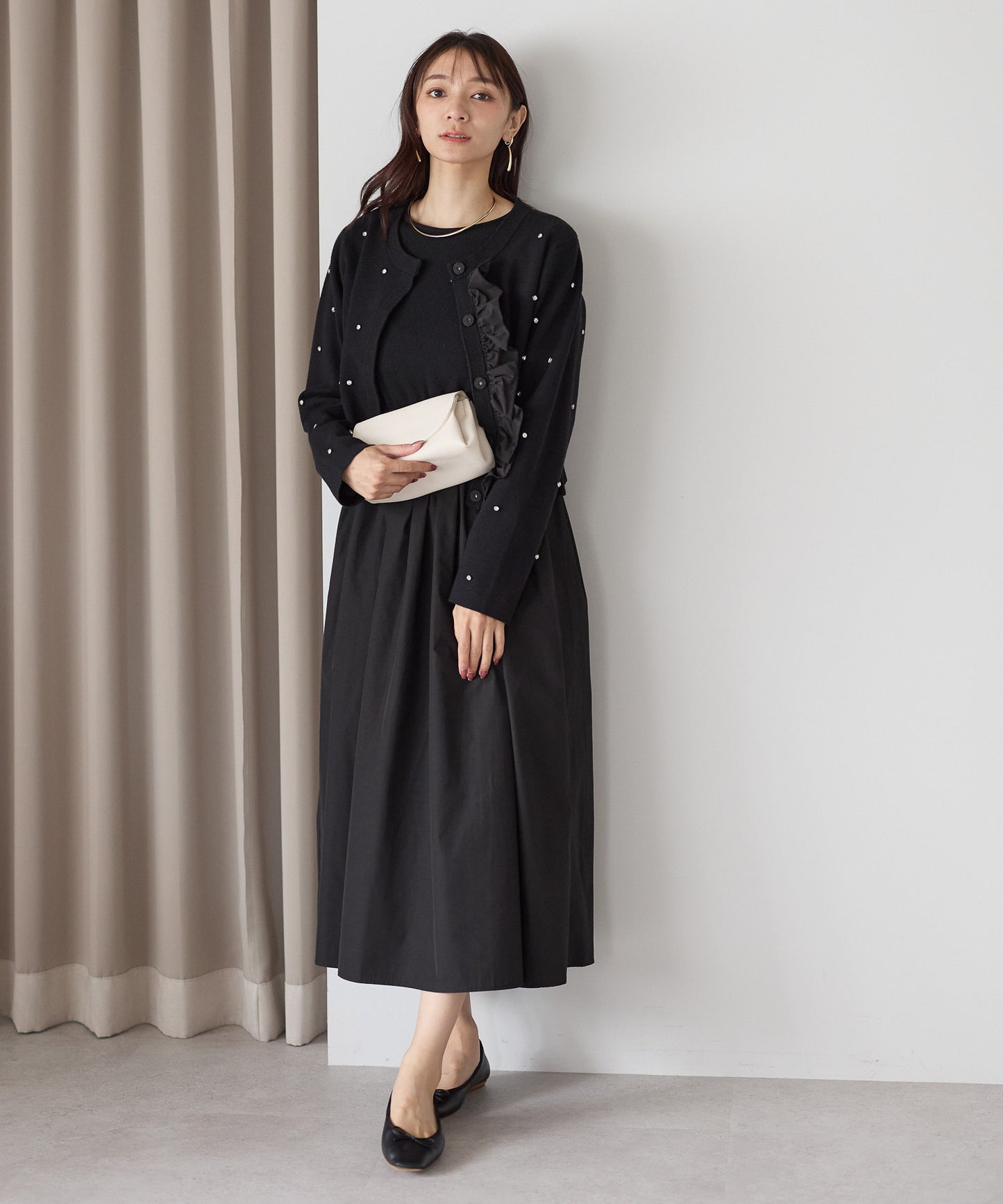 【11月9日(日)20時〜新発売】タフタフレアスリーブワンピース