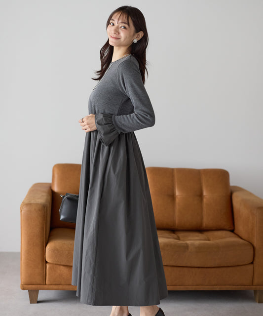 【11月9日(日)20時〜新発売】タフタフレアスリーブワンピース