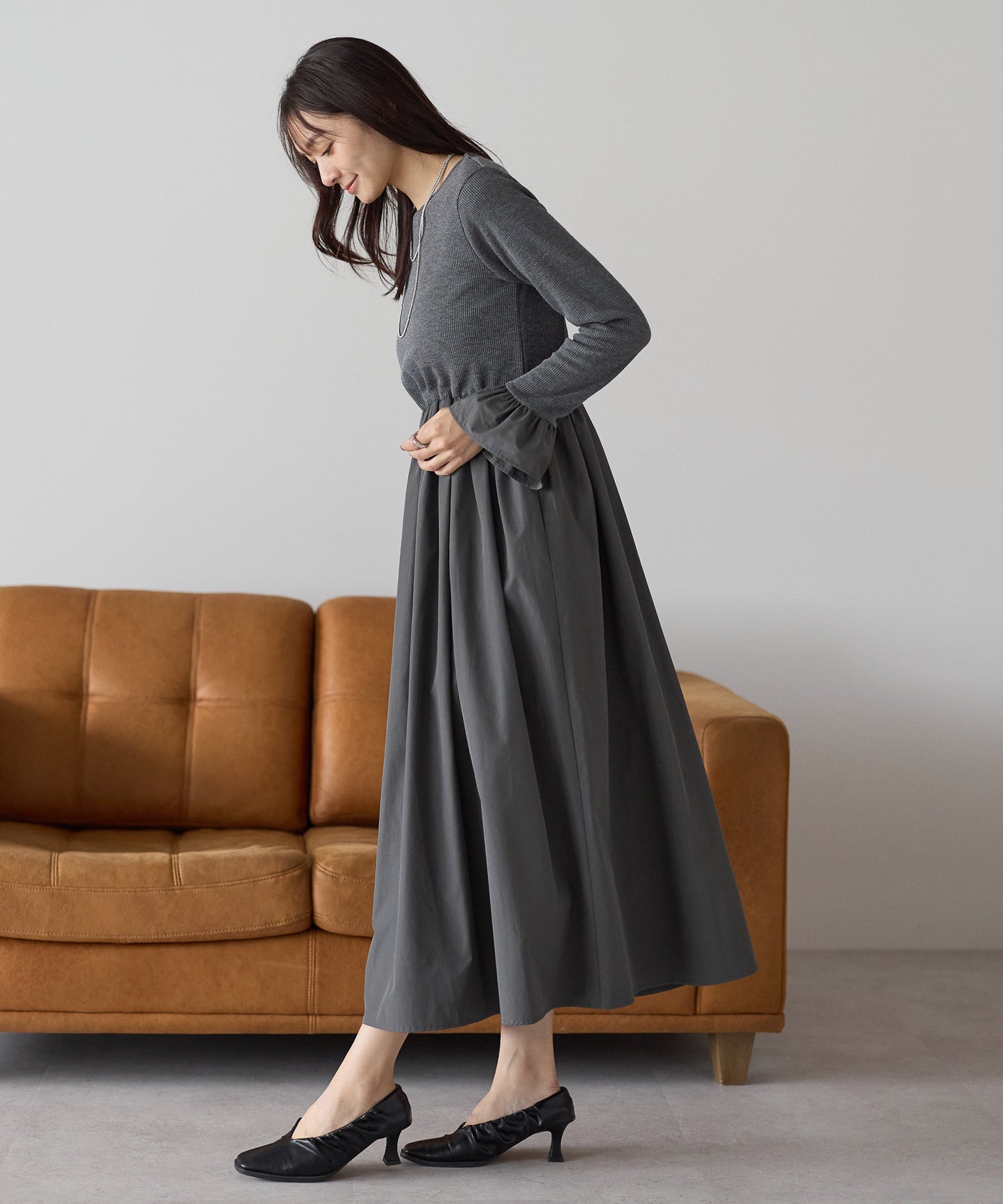 【11月9日(日)20時〜新発売】タフタフレアスリーブワンピース