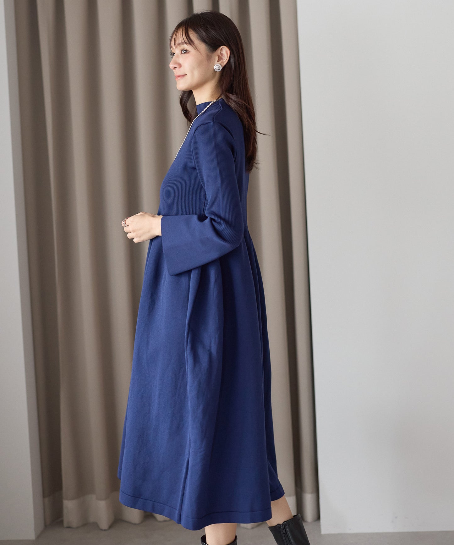 【11月9日(日)20時〜新発売】フレアスリーブダイバーニットワンピース