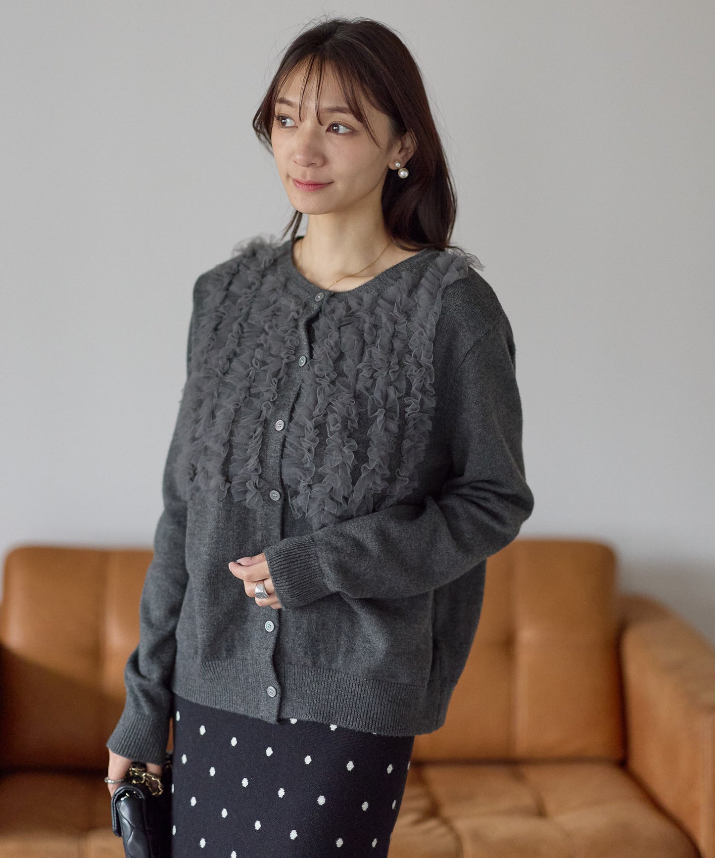 【1月4日(日)20時〜新発売】チュールフリルラッフルカーディガン　
