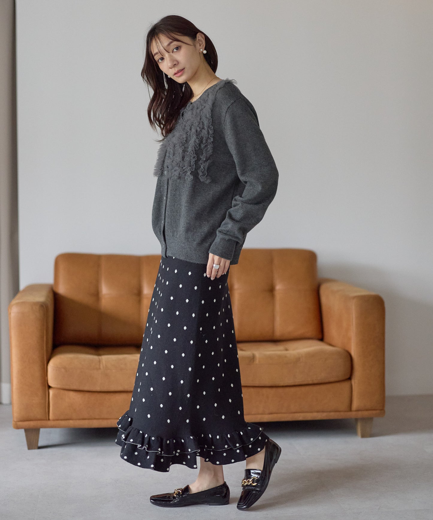 【1月4日(日)20時〜新発売】チュールフリルラッフルカーディガン　