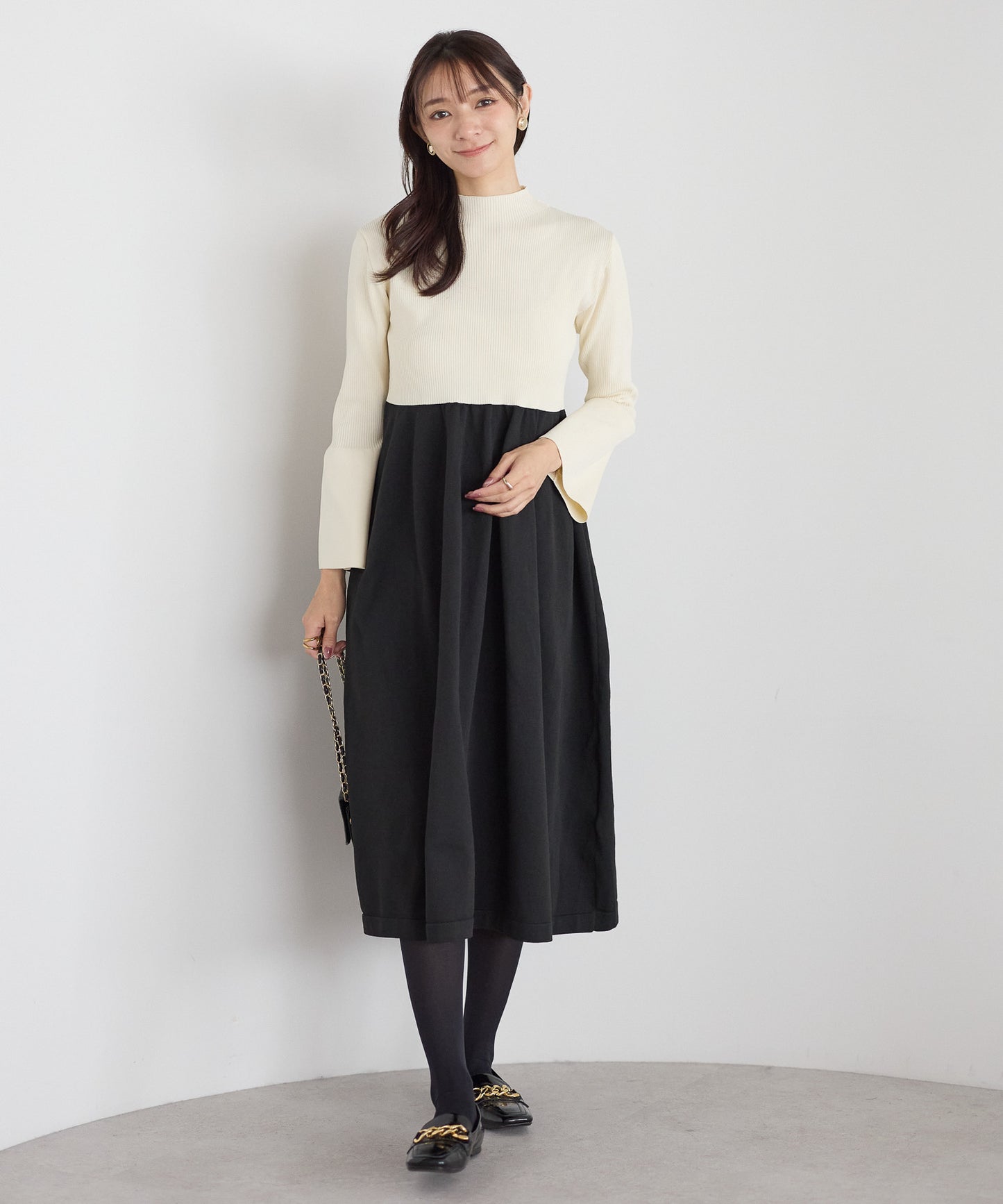 【11月9日(日)20時〜新発売】フレアスリーブダイバーニットワンピース