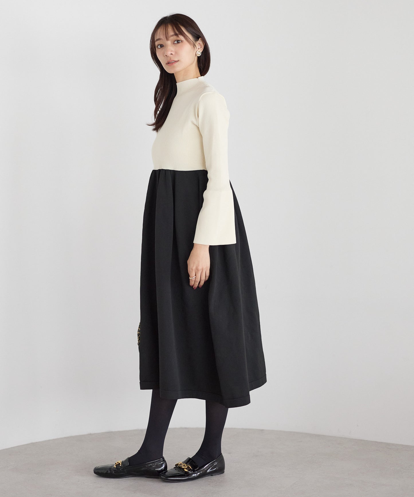 【11月9日(日)20時〜新発売】フレアスリーブダイバーニットワンピース