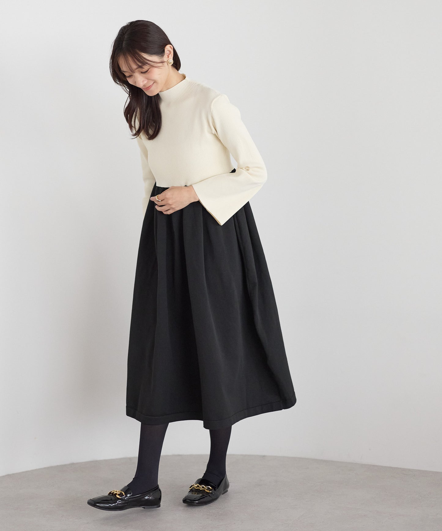 【11月9日(日)20時〜新発売】フレアスリーブダイバーニットワンピース