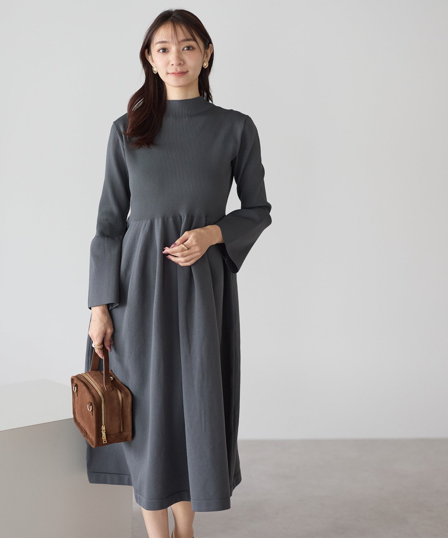 【11月9日(日)20時〜新発売】フレアスリーブダイバーニットワンピース