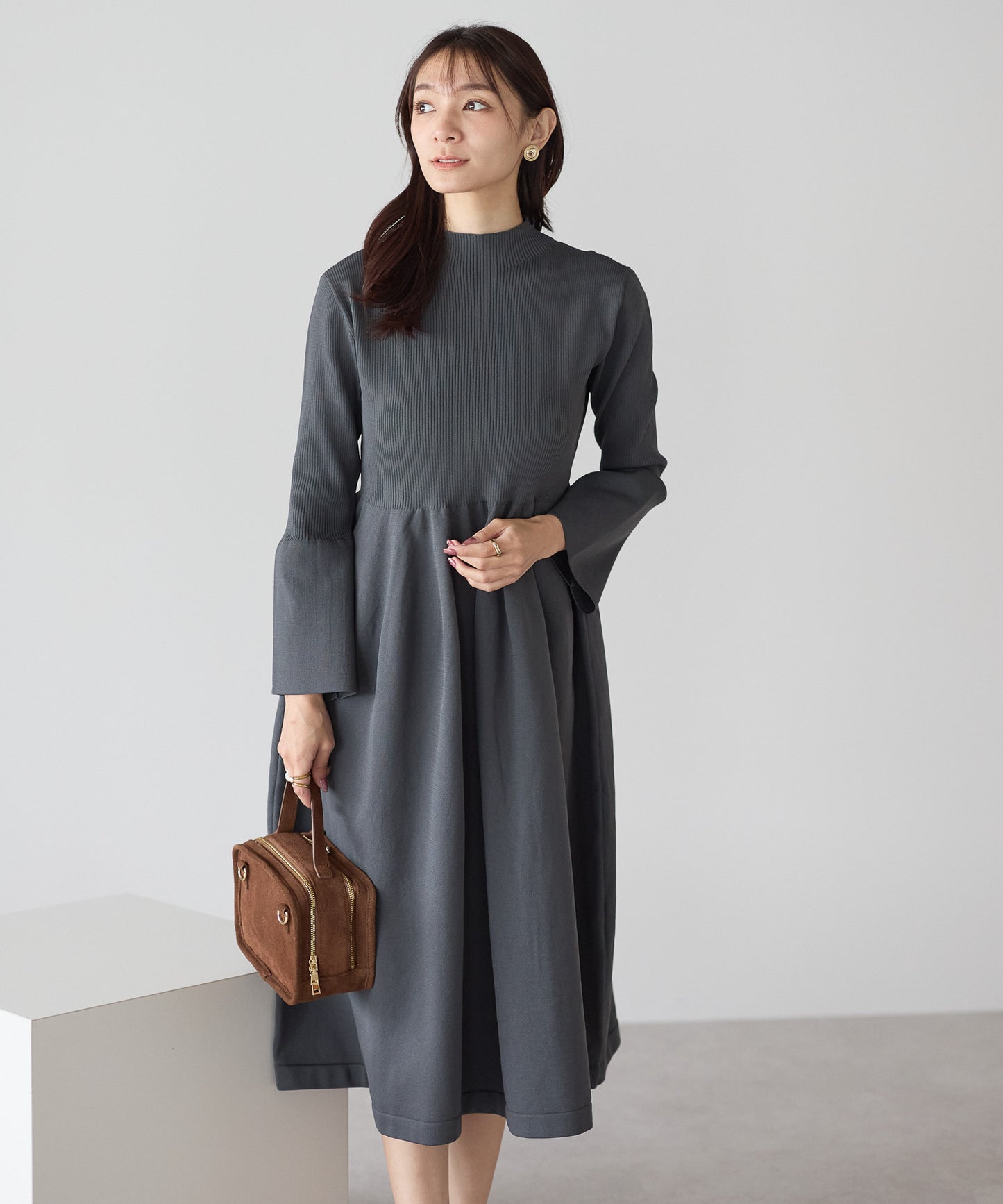 【11月9日(日)20時〜新発売】フレアスリーブダイバーニットワンピース