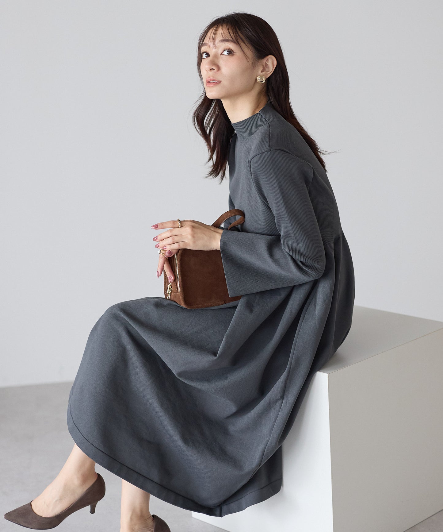 【11月9日(日)20時〜新発売】フレアスリーブダイバーニットワンピース