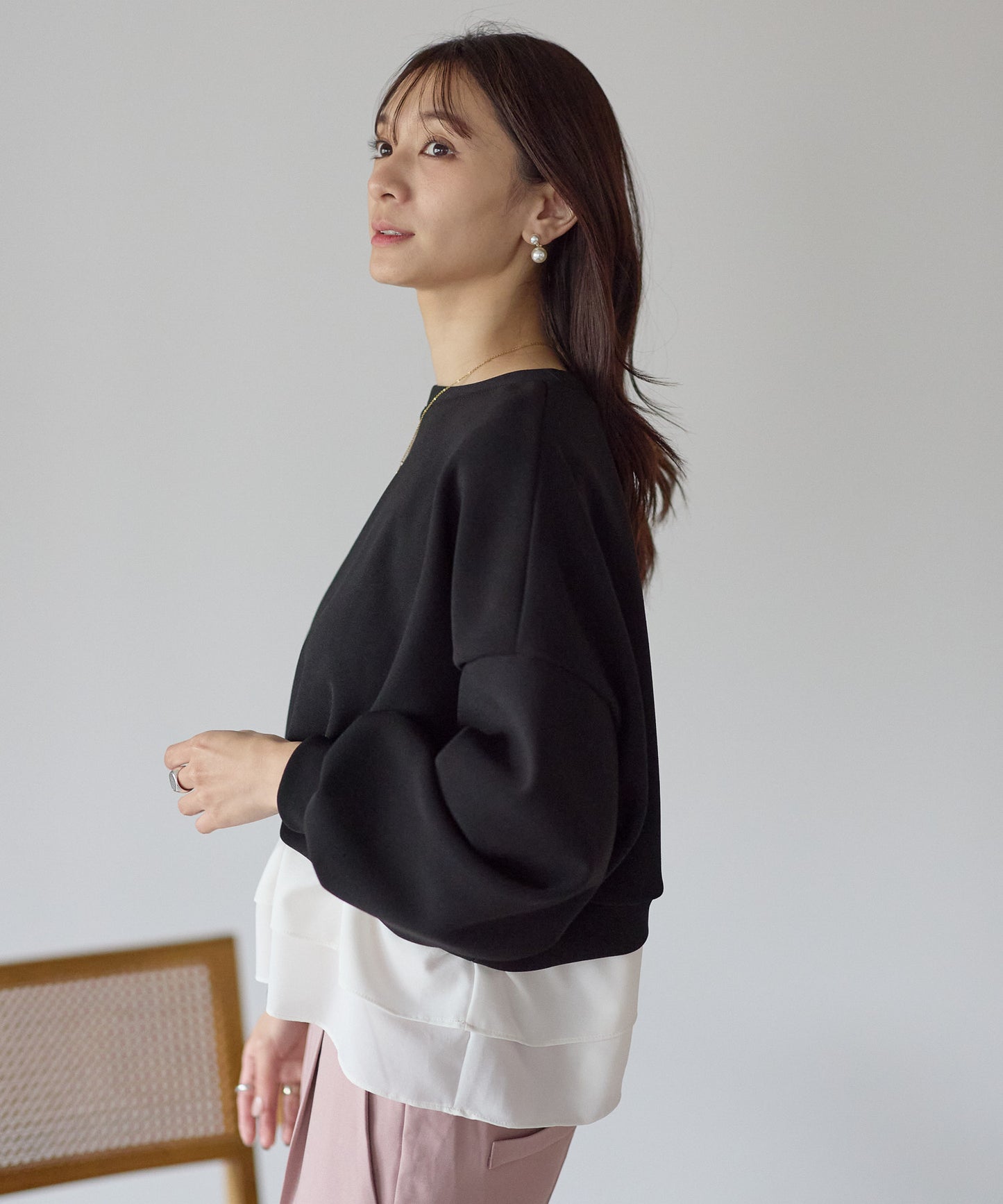 【12月5日(金)13時〜新発売】裏起毛フリルレイヤードトップス　