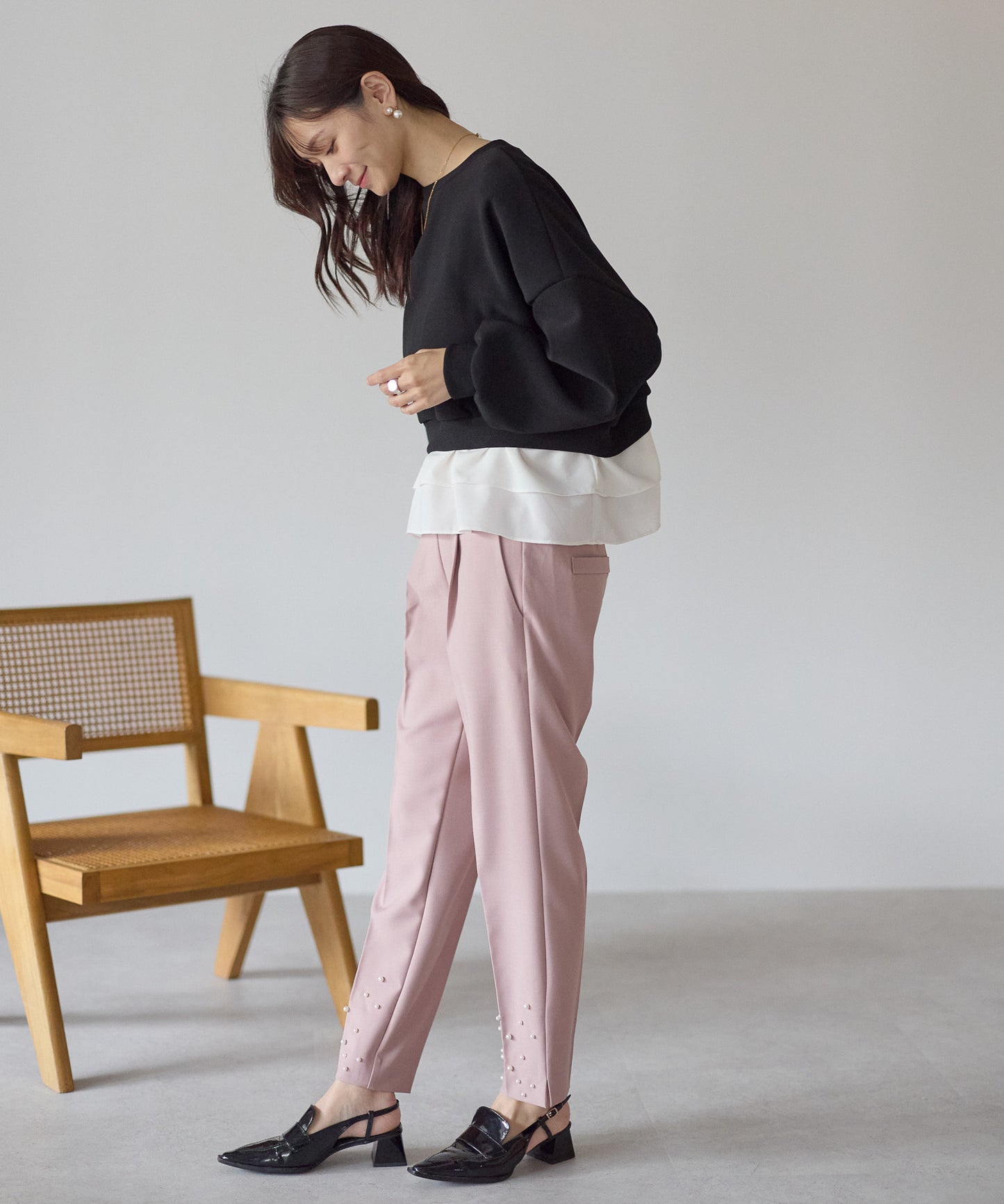 【12月5日(金)13時〜新発売】裏起毛フリルレイヤードトップス　