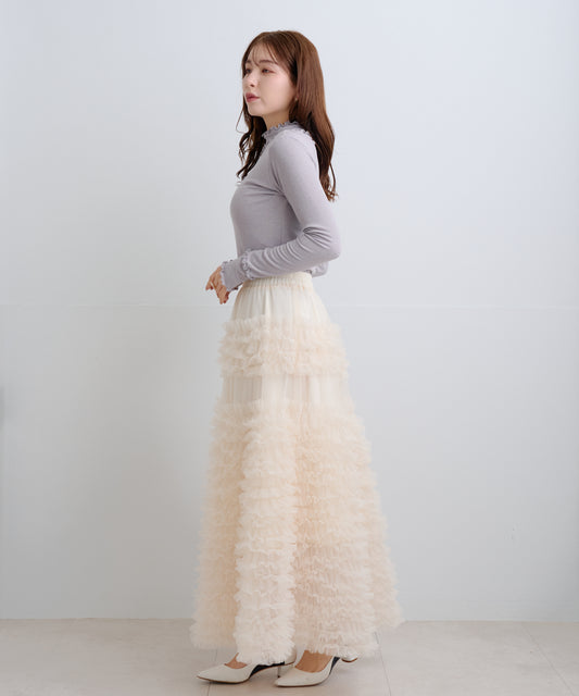 【2月22日(日)20時〜新発売】ソフトタッチリブフリルトップス