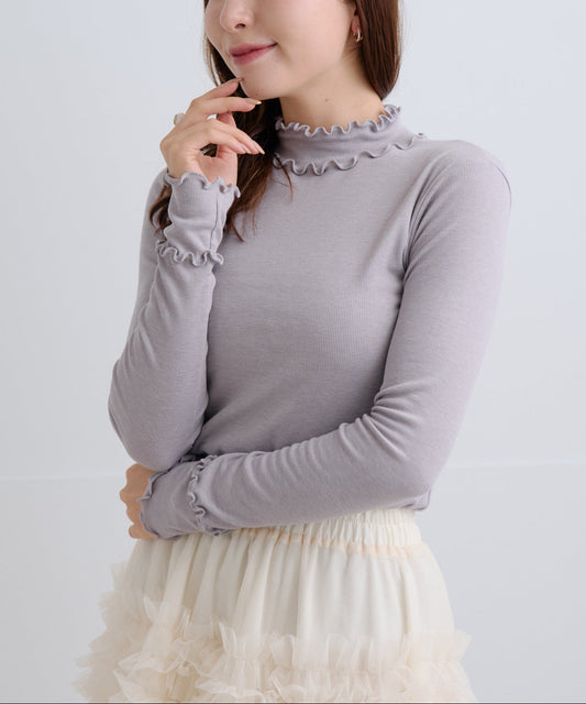 【2月22日(日)20時〜新発売】ソフトタッチリブフリルトップス