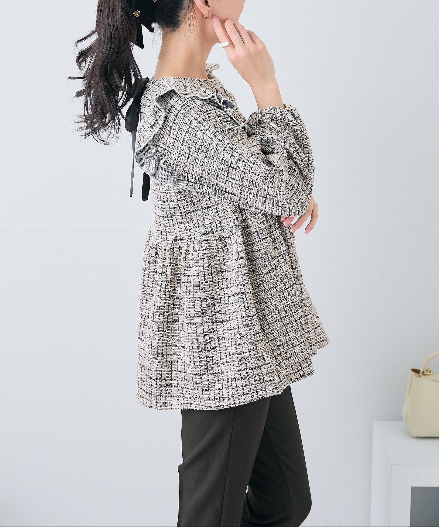 【8月30日(日)20時〜新発売】クラシカルフリルリボンツイードトップス