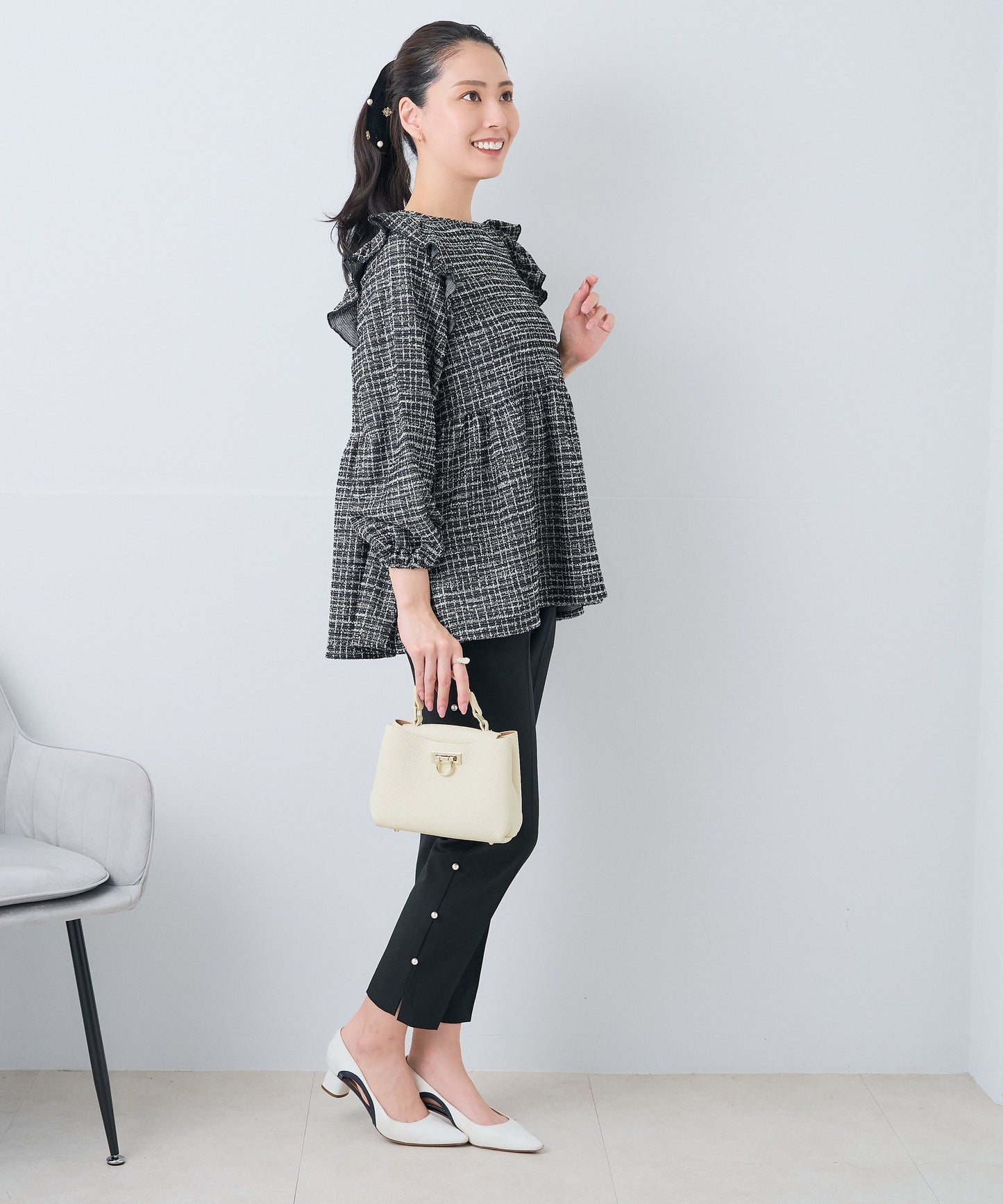【8月30日(日)20時〜新発売】クラシカルフリルリボンツイードトップス